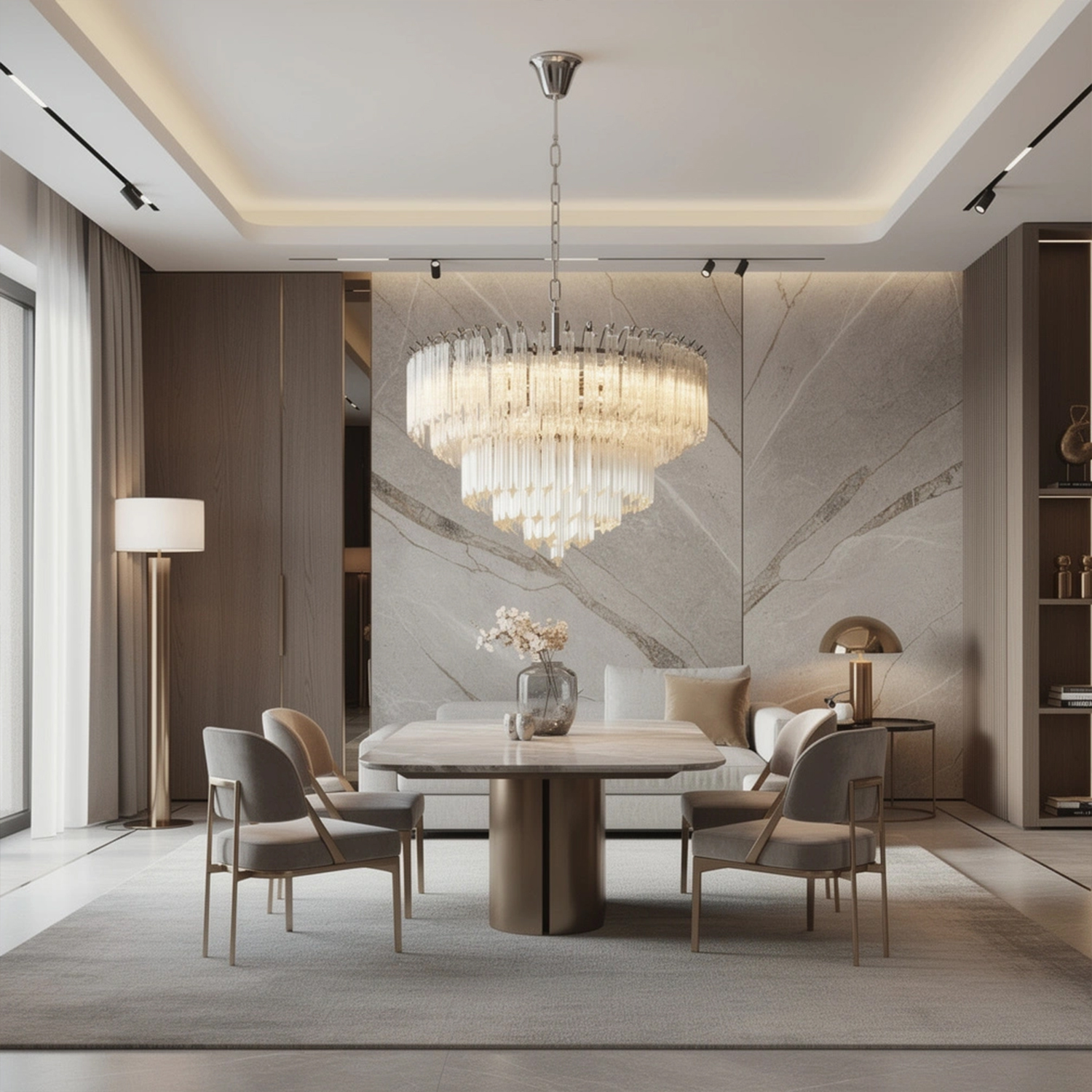 Cascade Crystal Glass Waterfall Chandelier