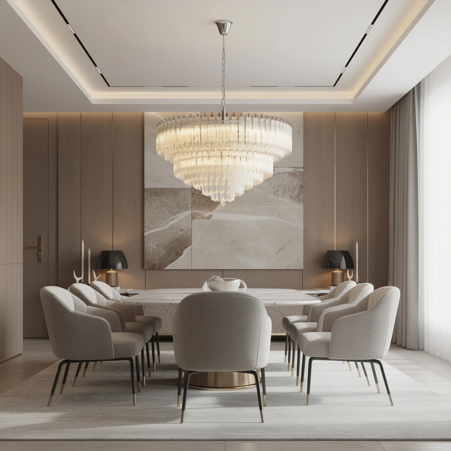 Cascade Crystal Glass Waterfall Chandelier