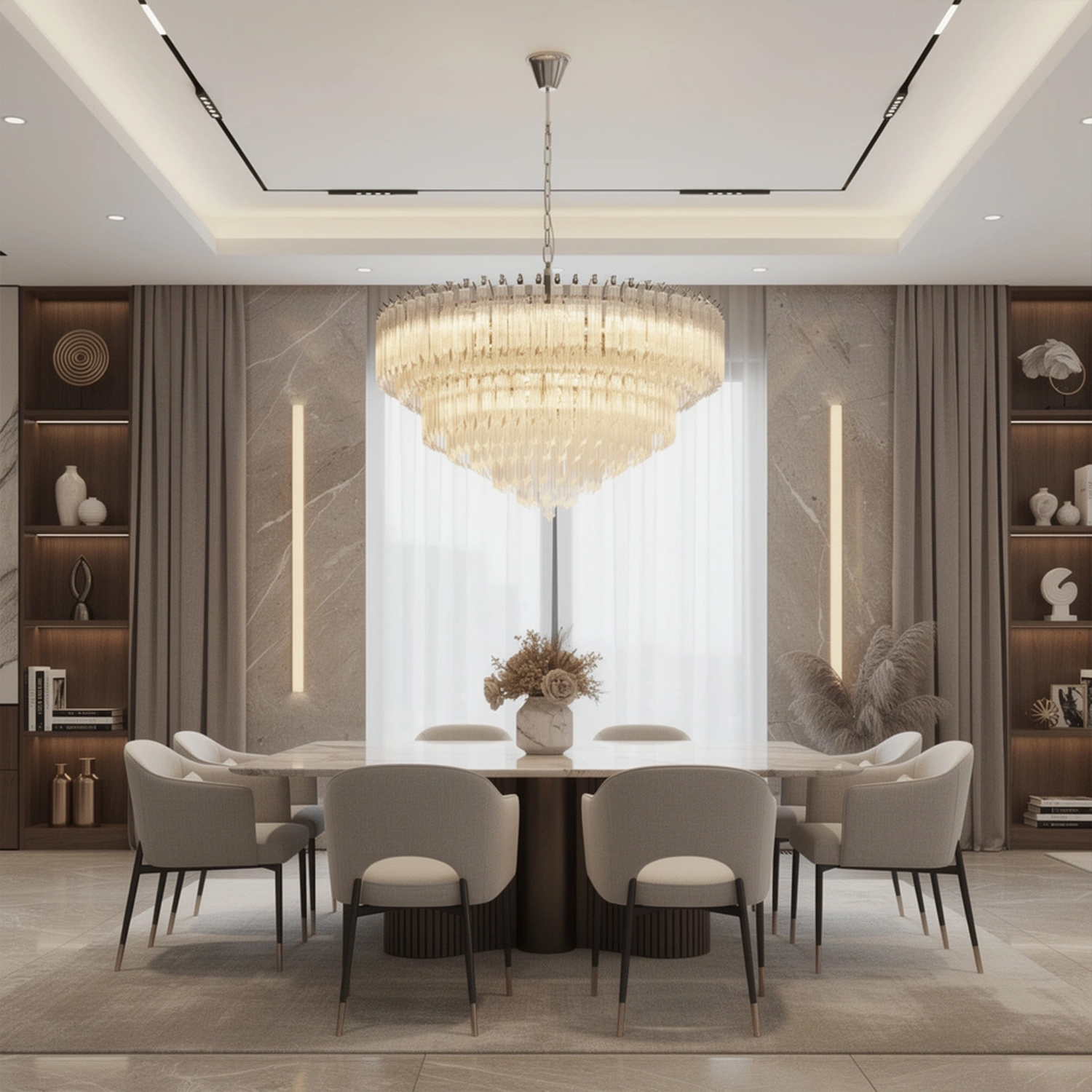 Cascade Crystal Glass Waterfall Chandelier