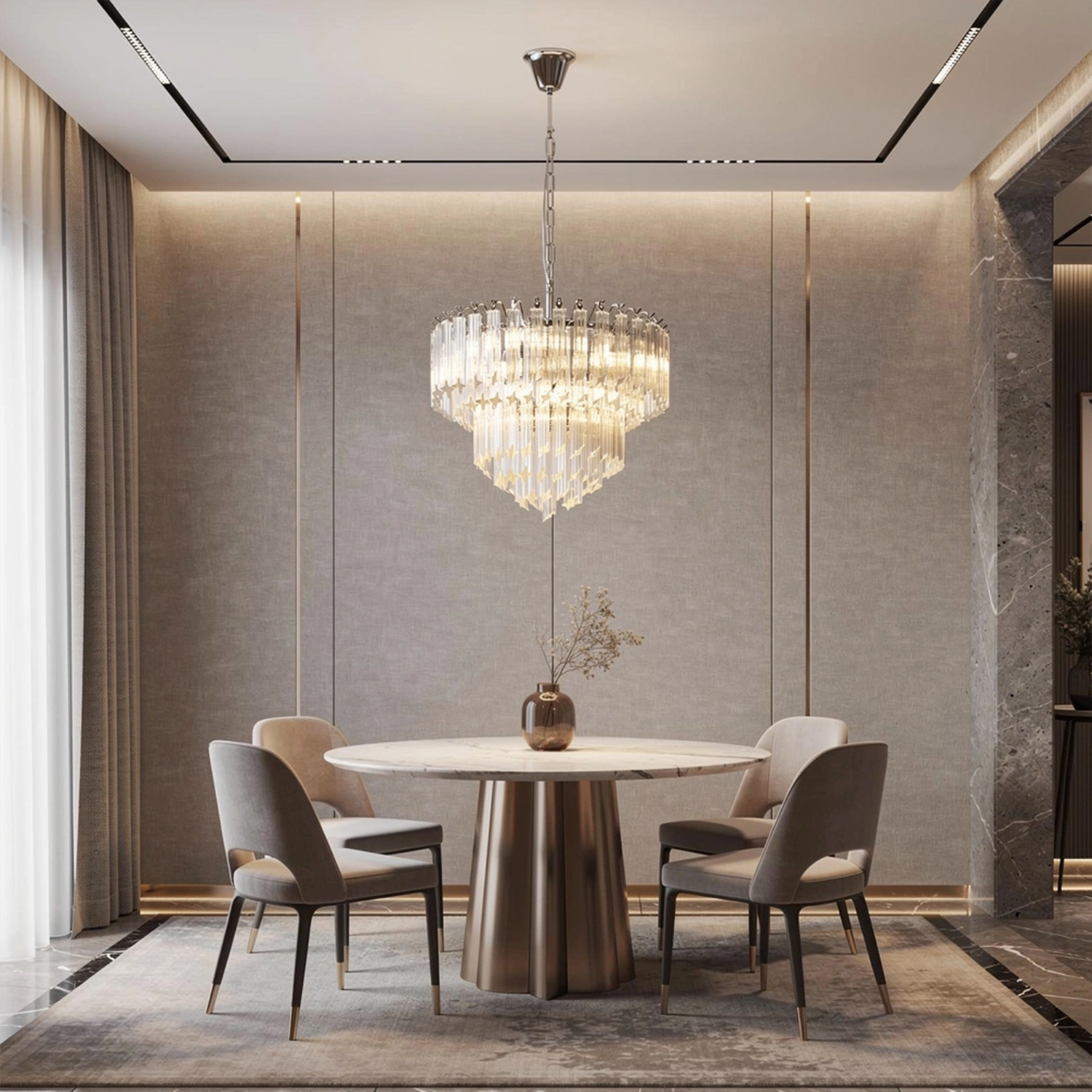Cascade Crystal Glass Waterfall Chandelier