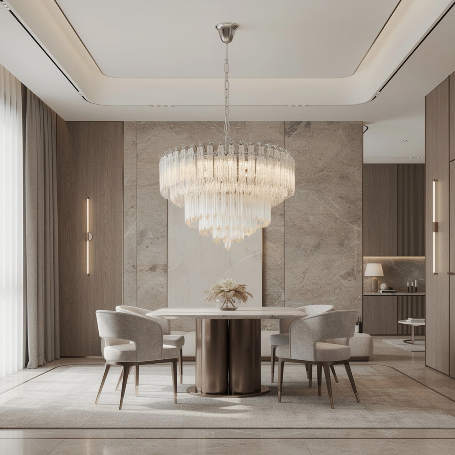 Cascade Crystal Glass Waterfall Chandelier
