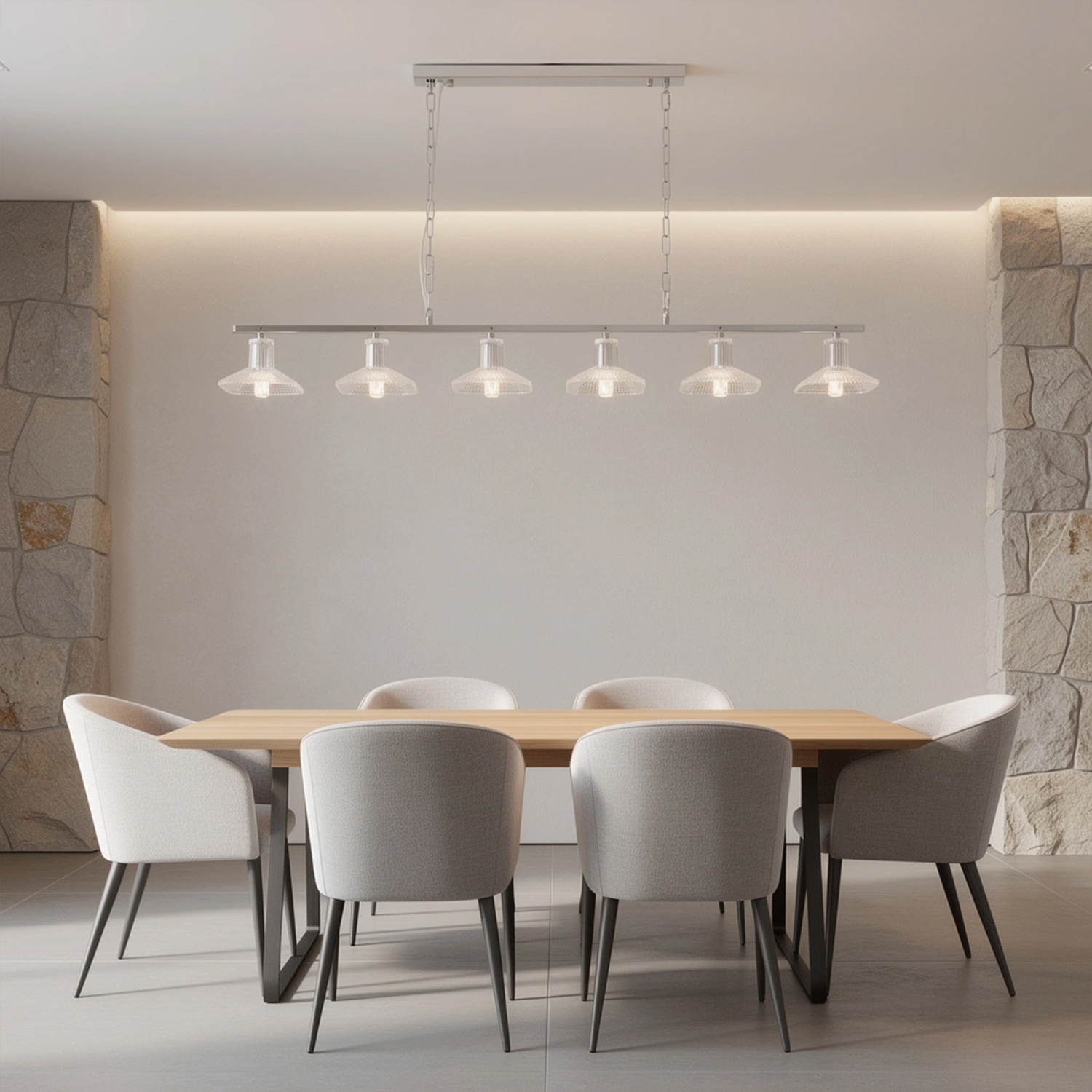 Clear Crystal Linear Pendant Light by Carl 1960s