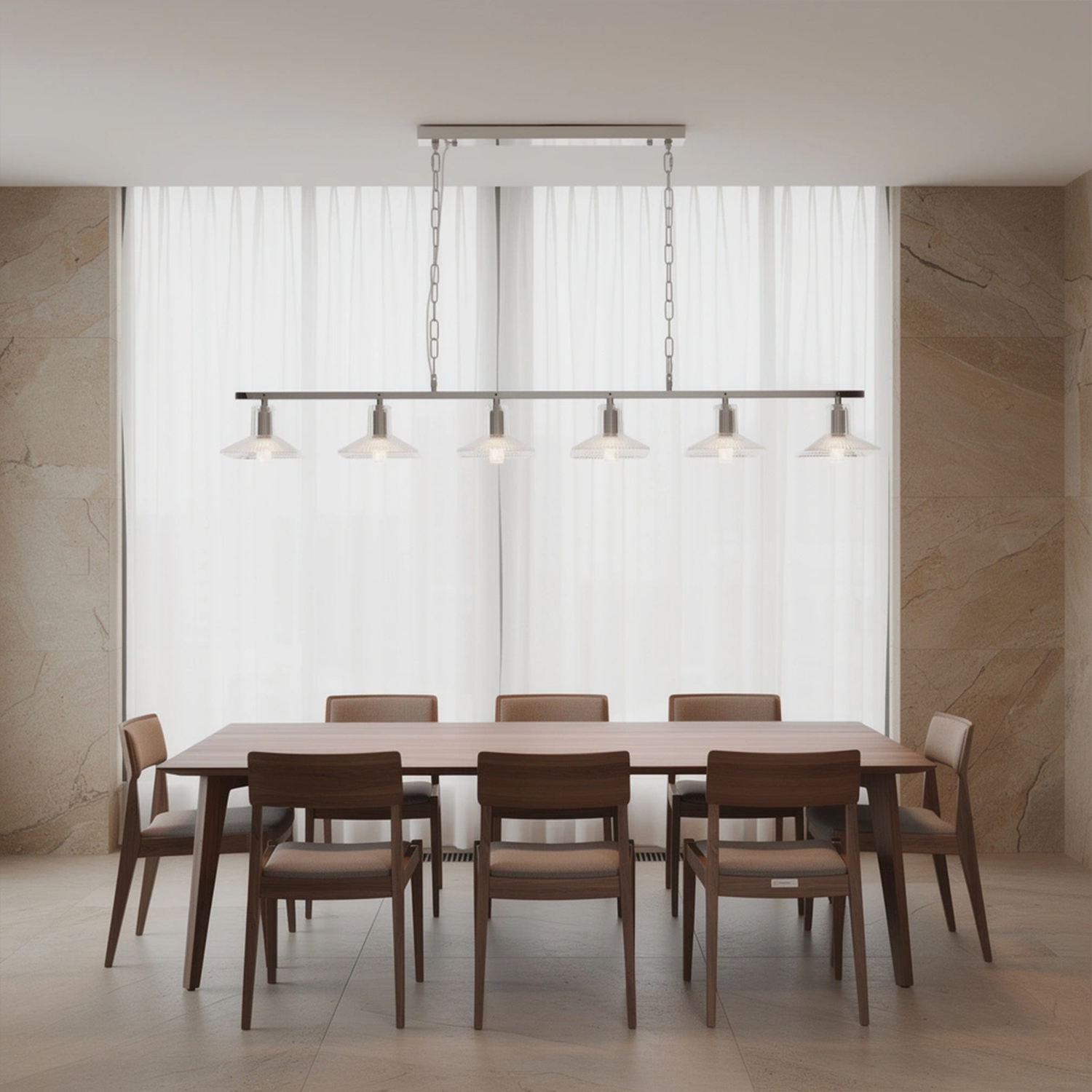 Clear Crystal Linear Pendant Light by Carl 1960s