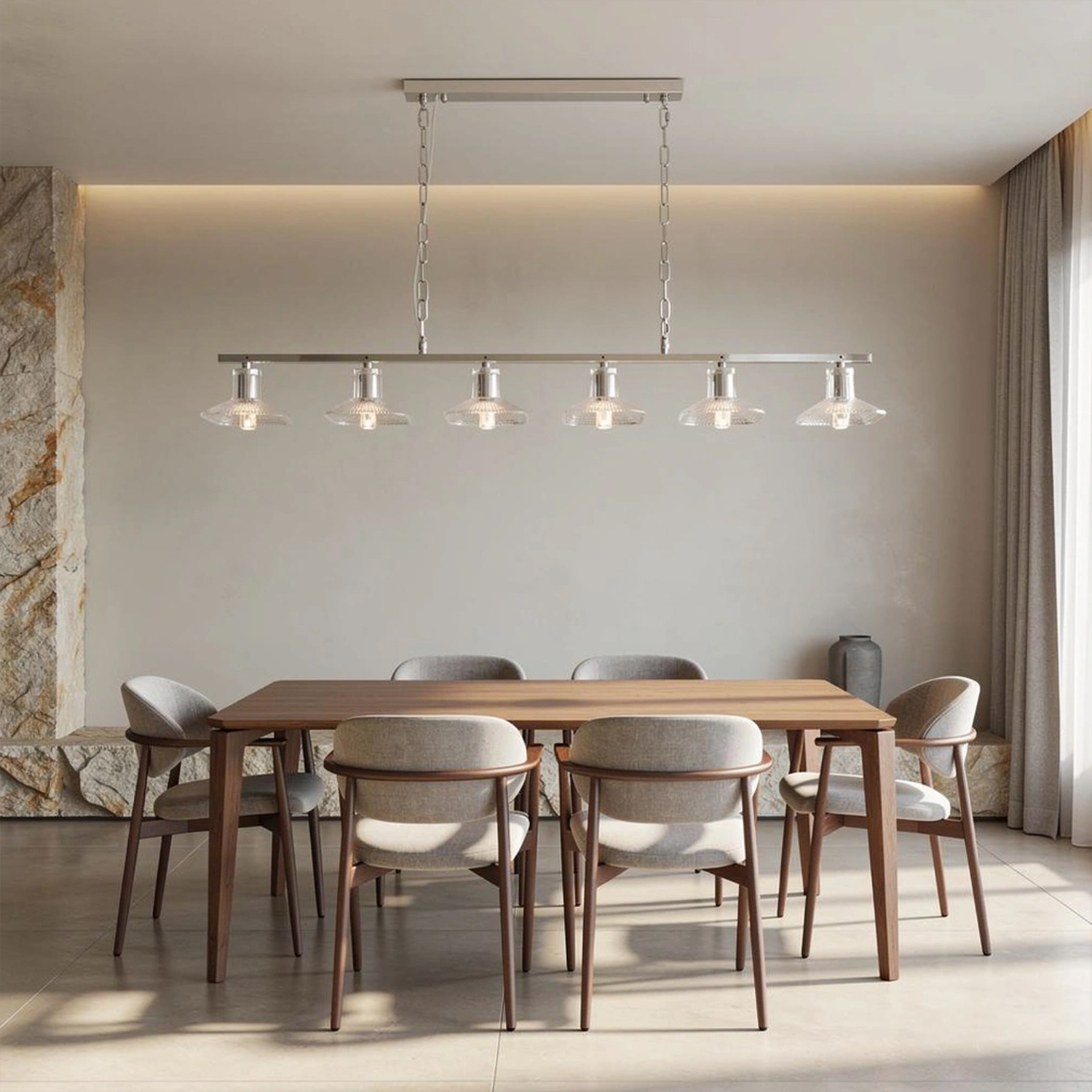 Clear Crystal Linear Pendant Light by Carl 1960s