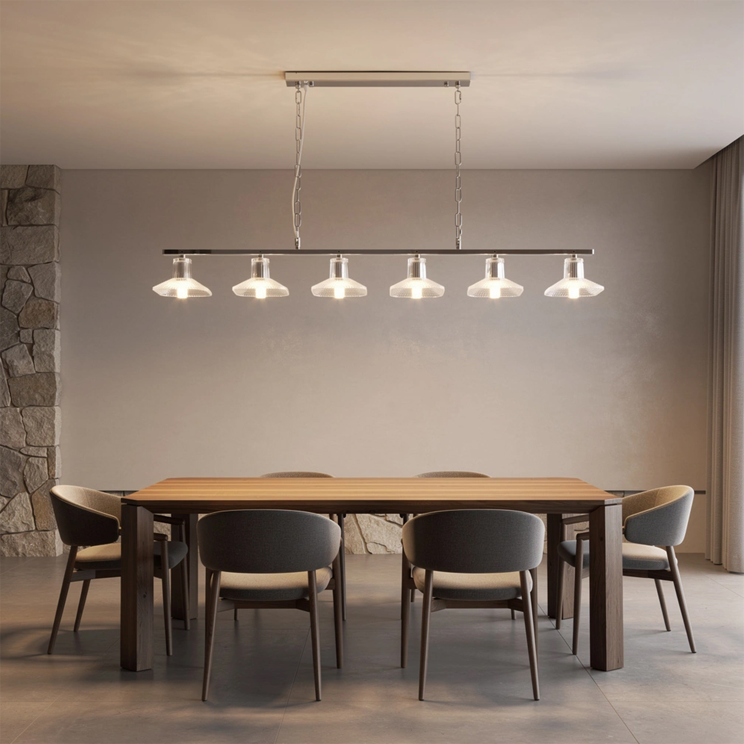 Clear Crystal Linear Pendant Light by Carl 1960s