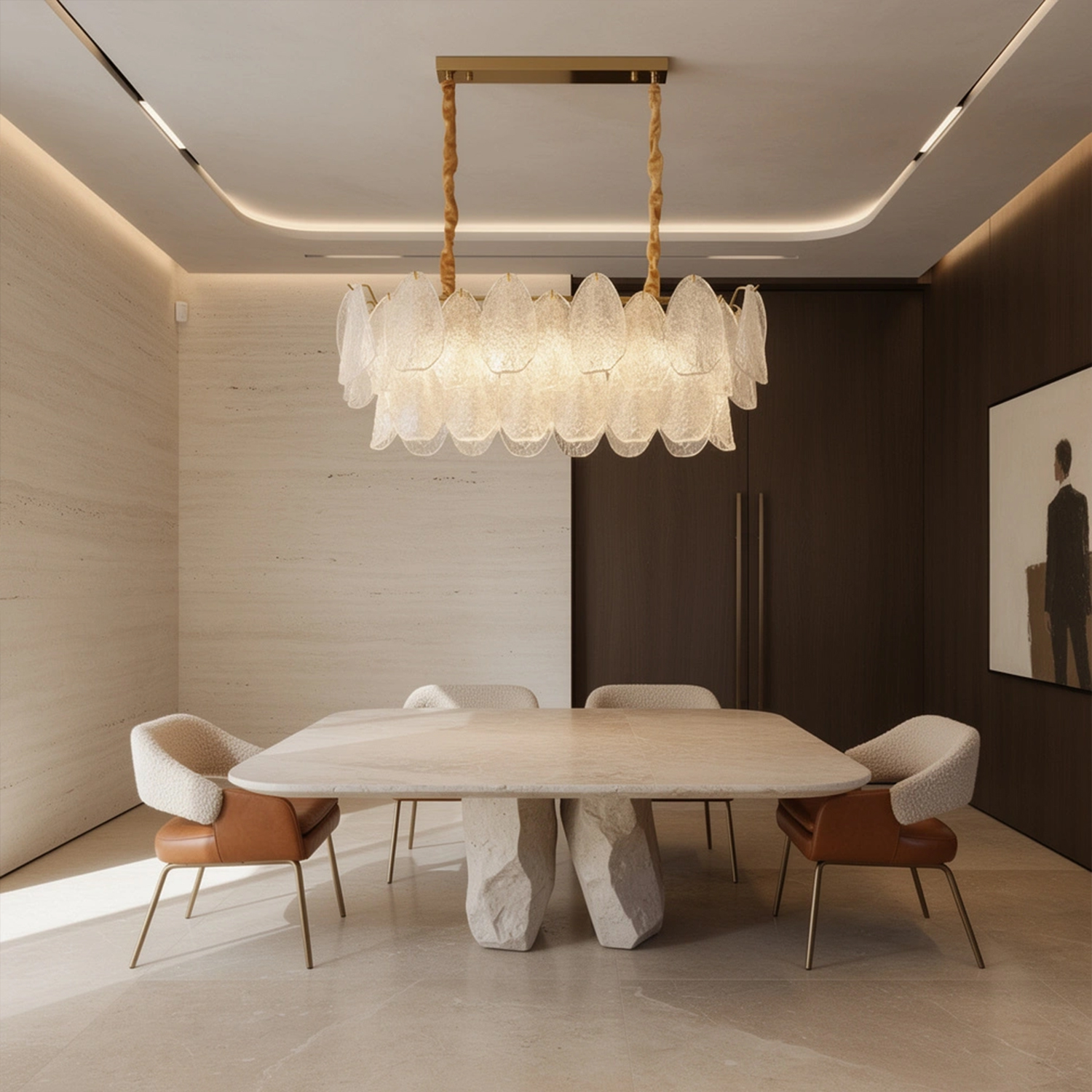 Clear Petal Glass Linear Pendant