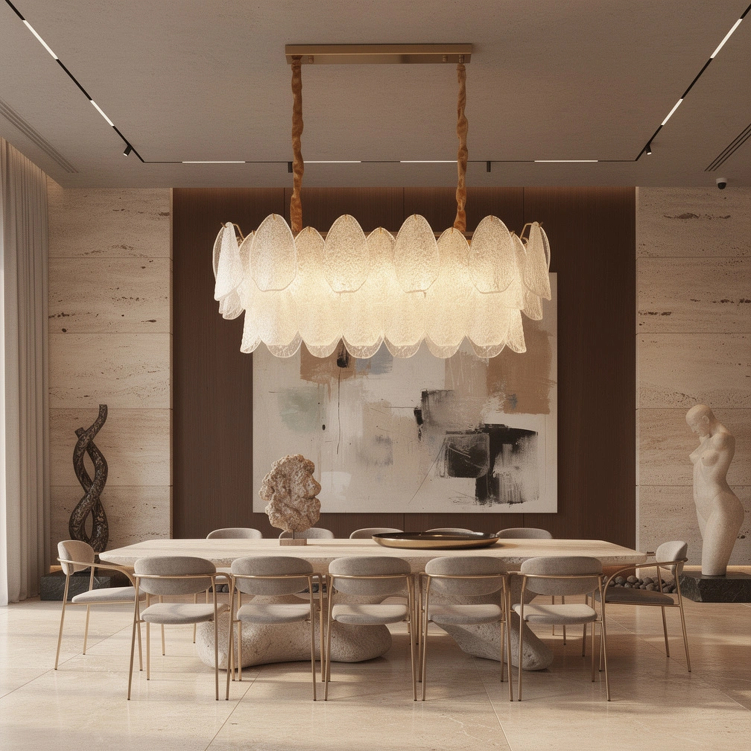 Clear Petal Glass Linear Pendant