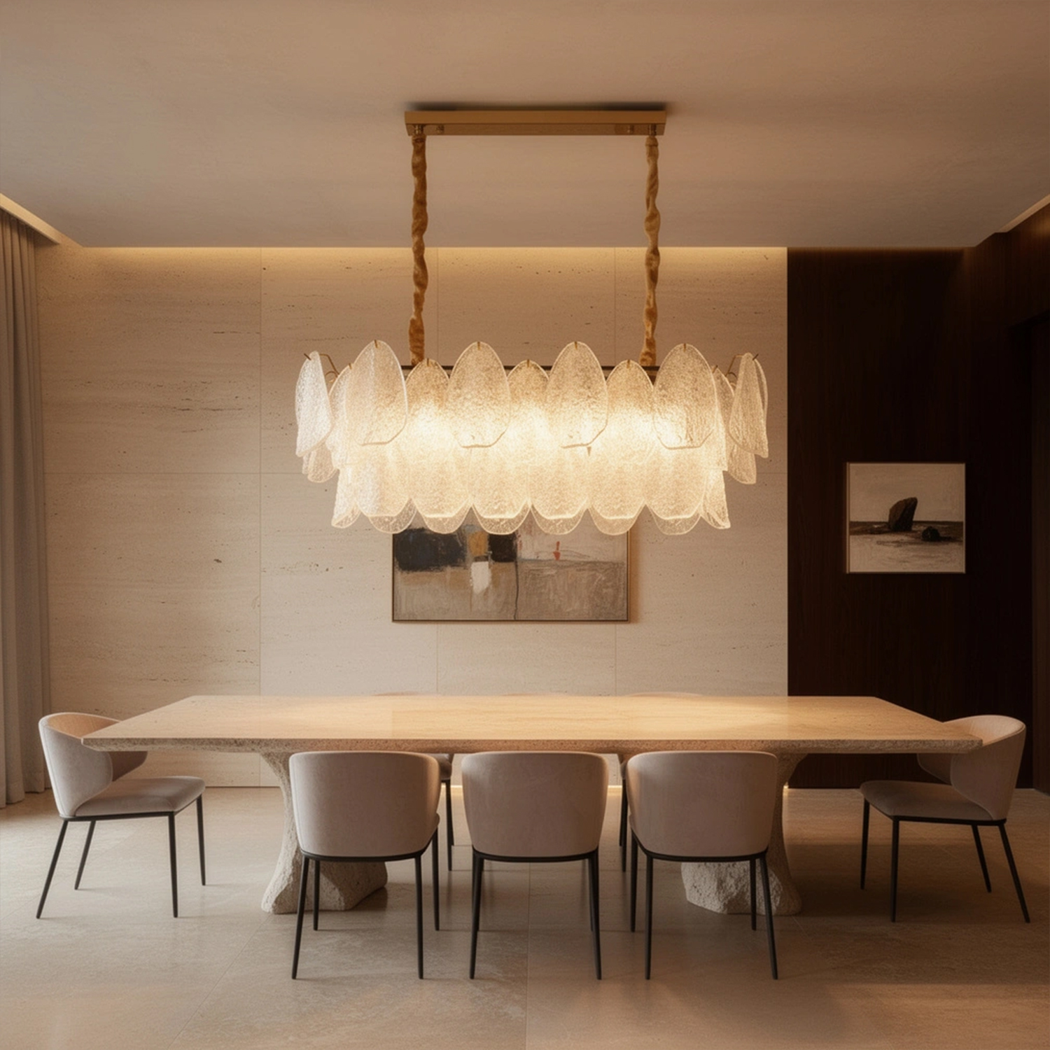 Clear Petal Glass Linear Pendant