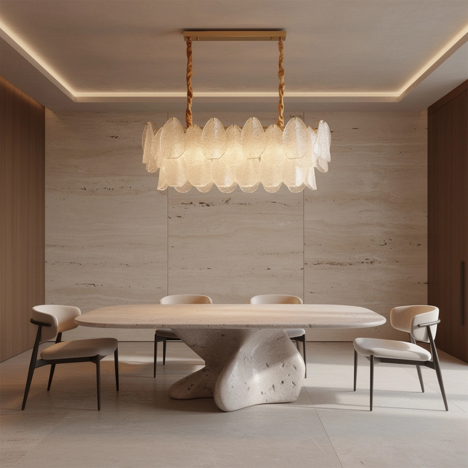 Clear Petal Glass Linear Pendant