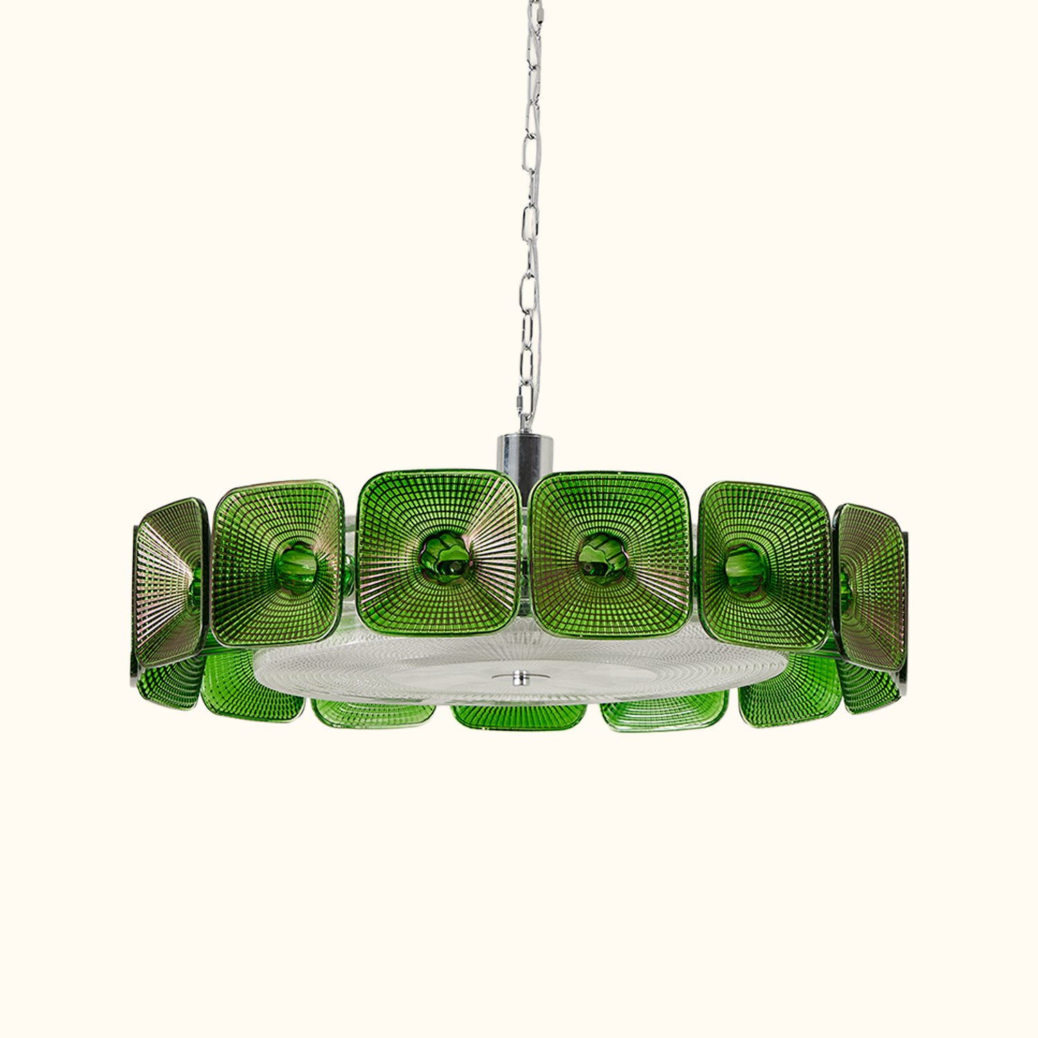 Clear and Green Crystal Pendant Light by Carl 1960s