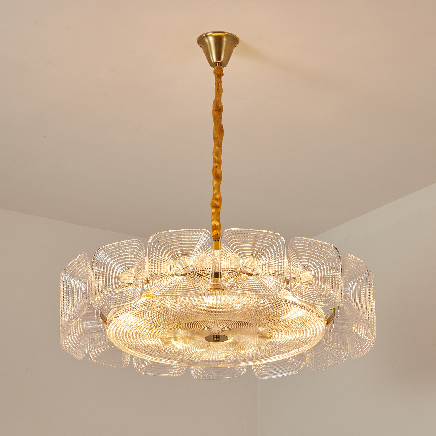 Clear and Green Crystal Pendant Light by Carl 1960s