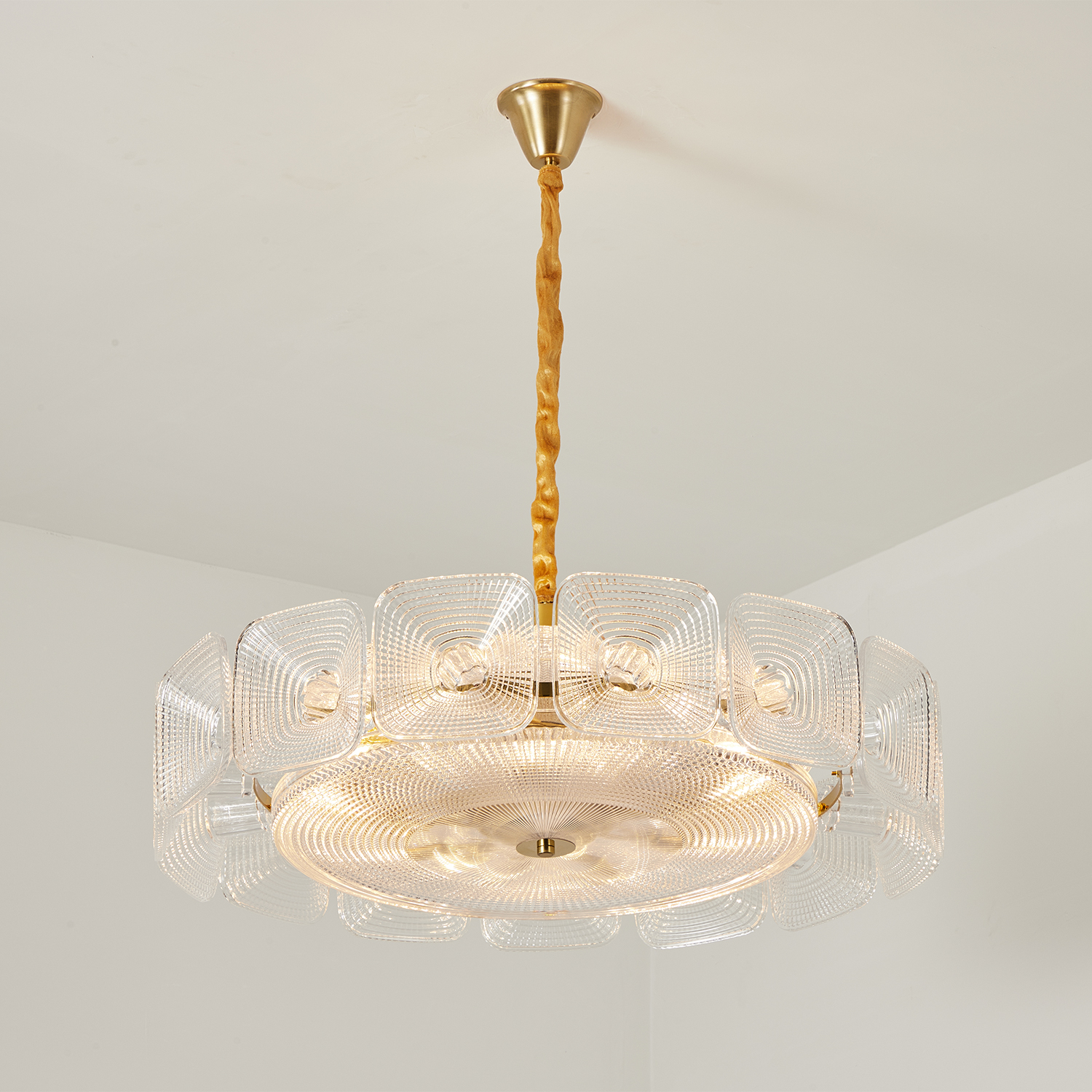 Clear and Green Crystal Pendant Light by Carl 1960s