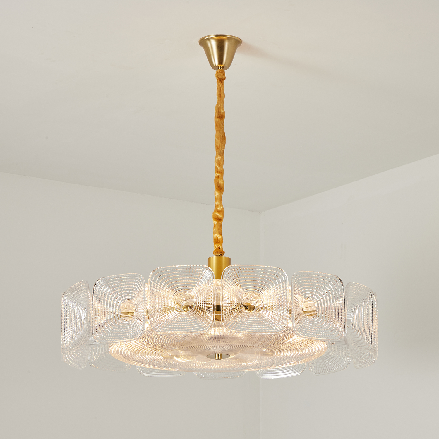 Clear and Green Crystal Pendant Light by Carl 1960s