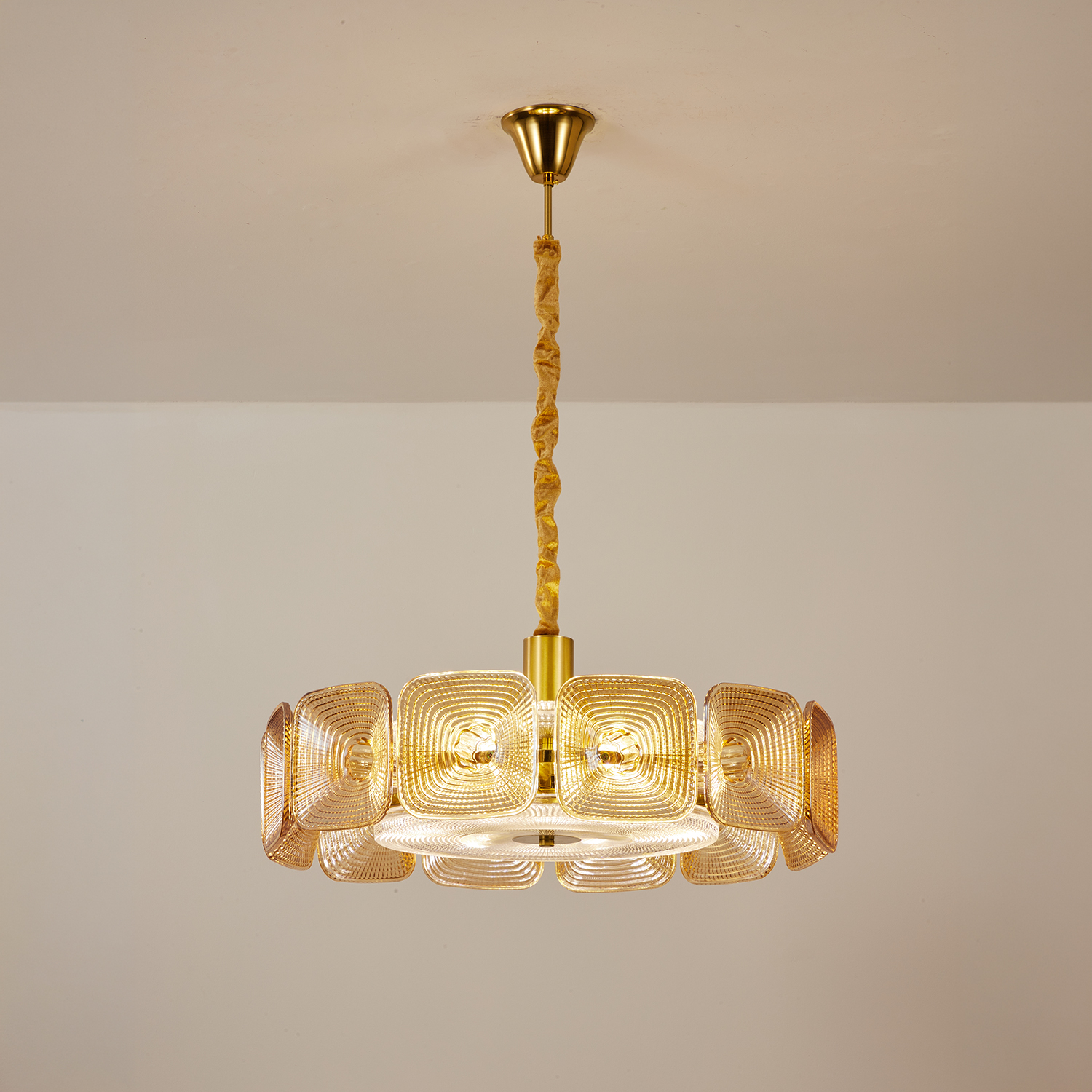 Clear and Green Crystal Pendant Light by Carl 1960s