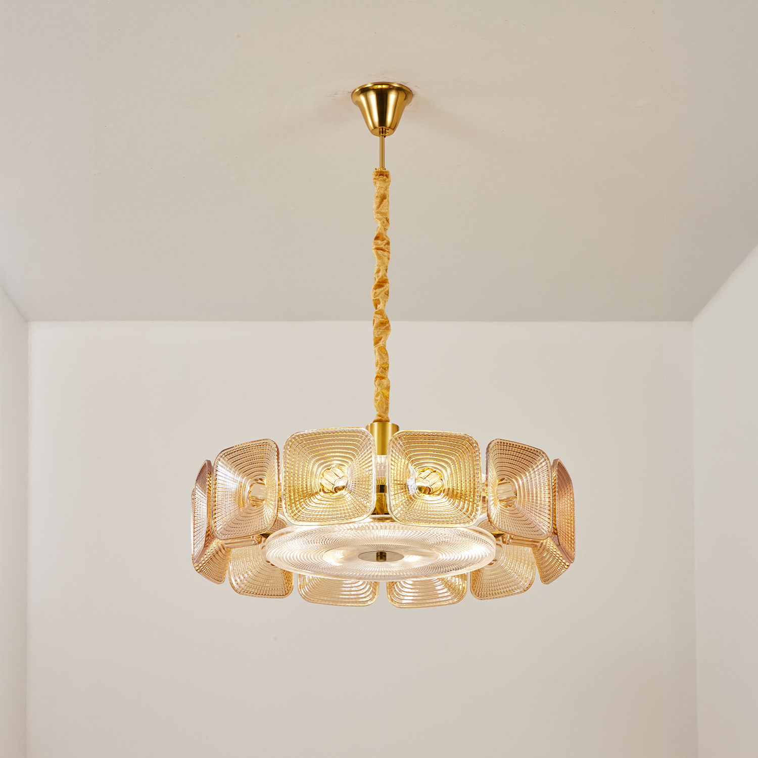 Clear and Green Crystal Pendant Light by Carl 1960s