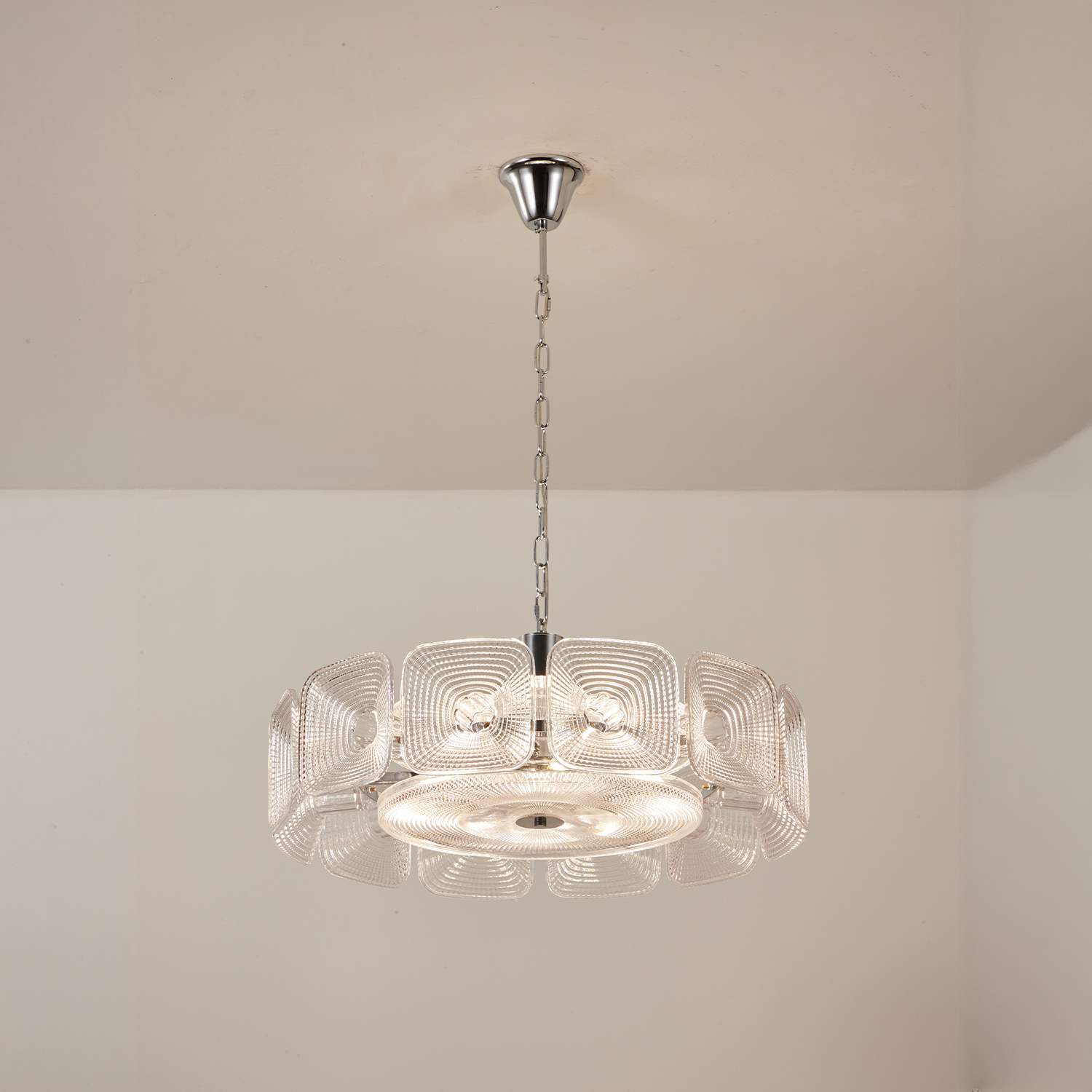 Clear and Green Crystal Pendant Light by Carl 1960s