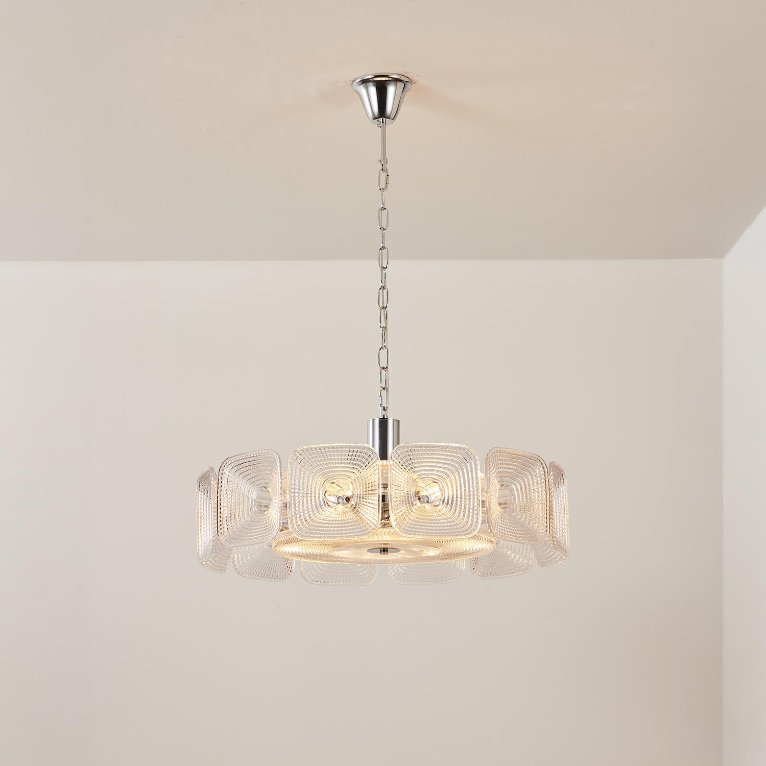 Clear and Green Crystal Pendant Light by Carl 1960s