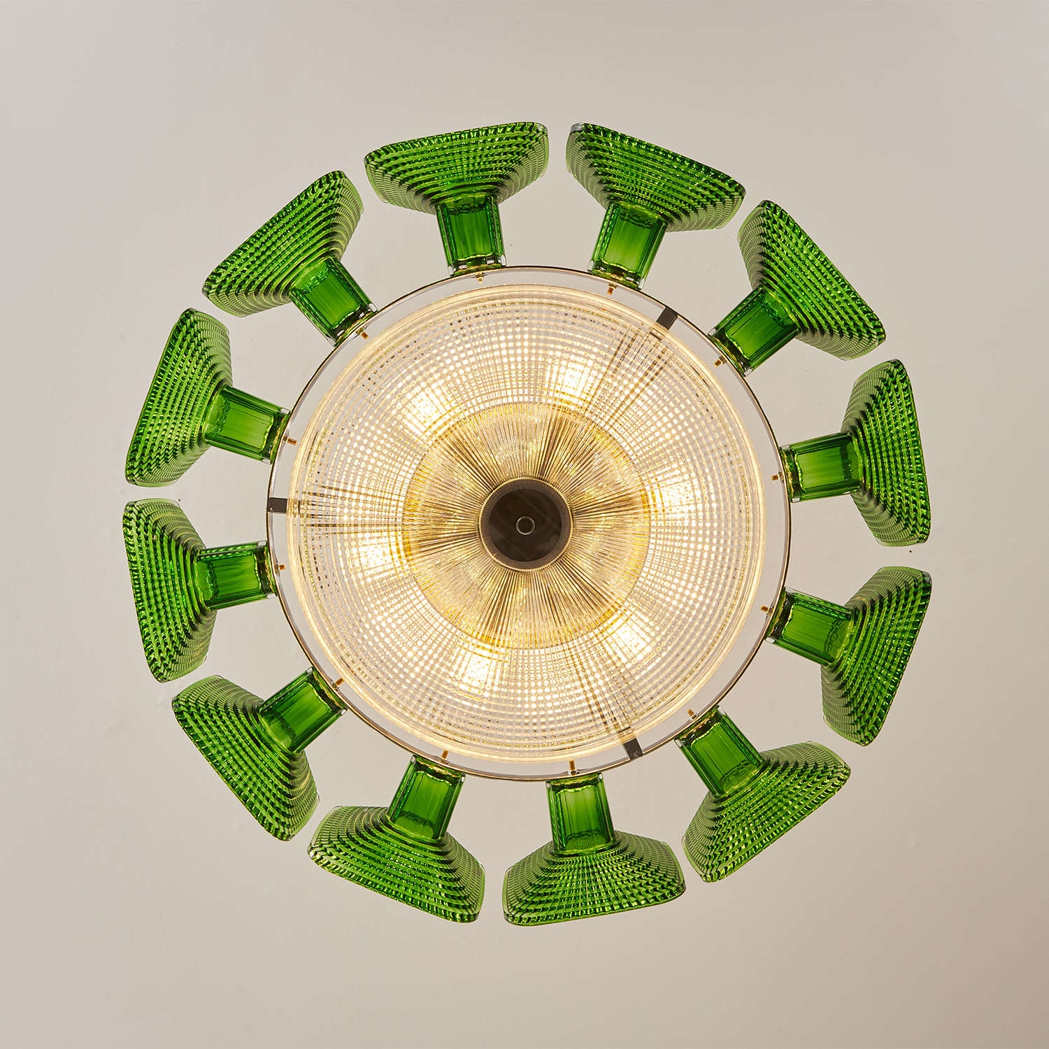 Clear and Green Crystal Pendant Light by Carl 1960s
