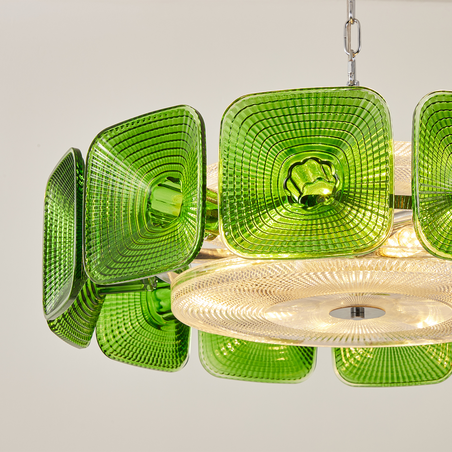 Clear and Green Crystal Pendant Light by Carl 1960s