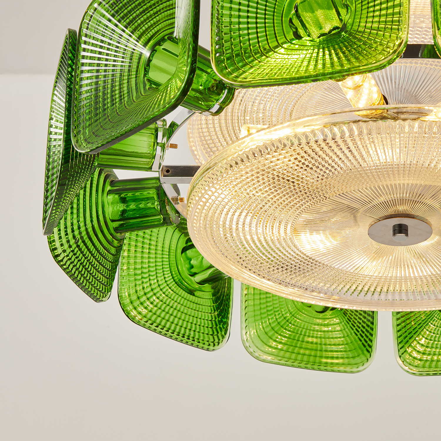 Clear and Green Crystal Pendant Light by Carl 1960s