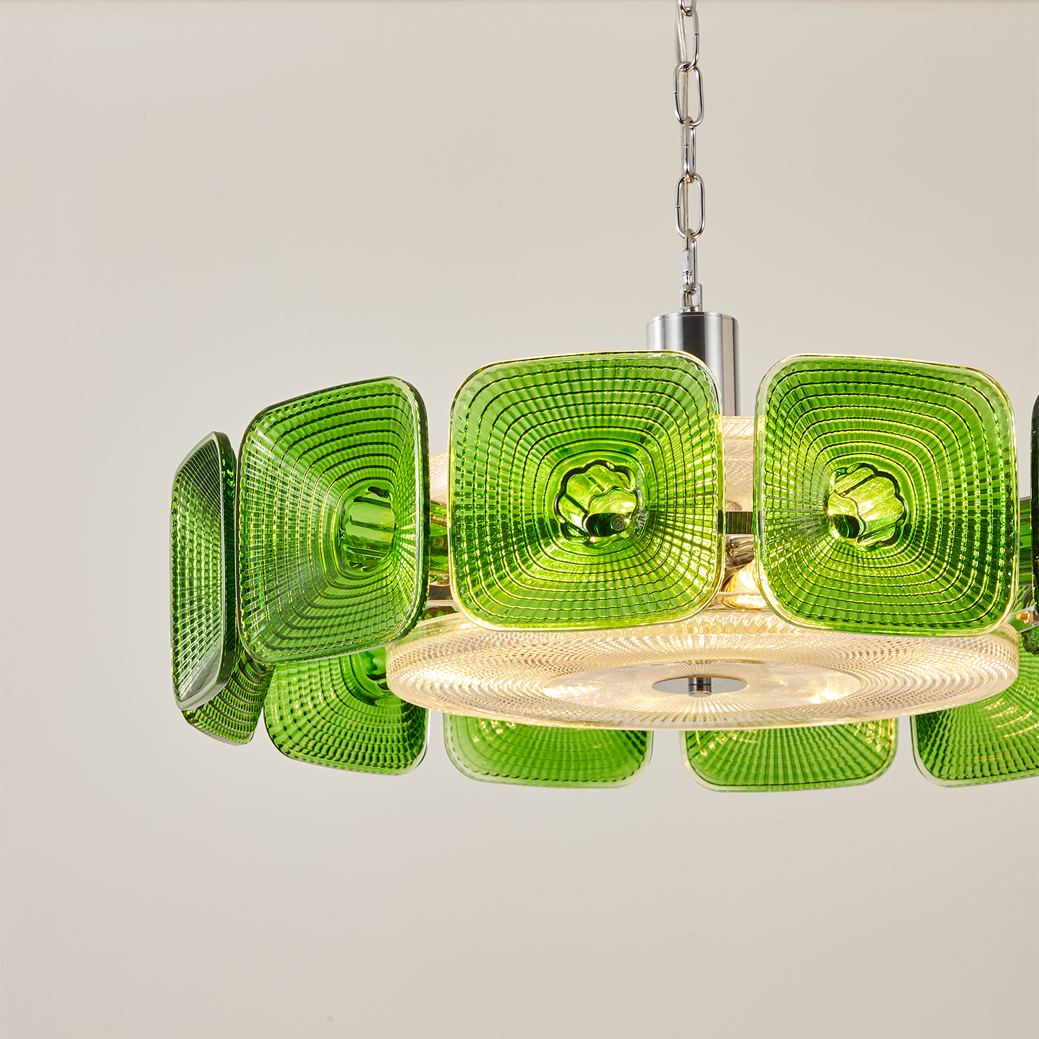 Clear and Green Crystal Pendant Light by Carl 1960s