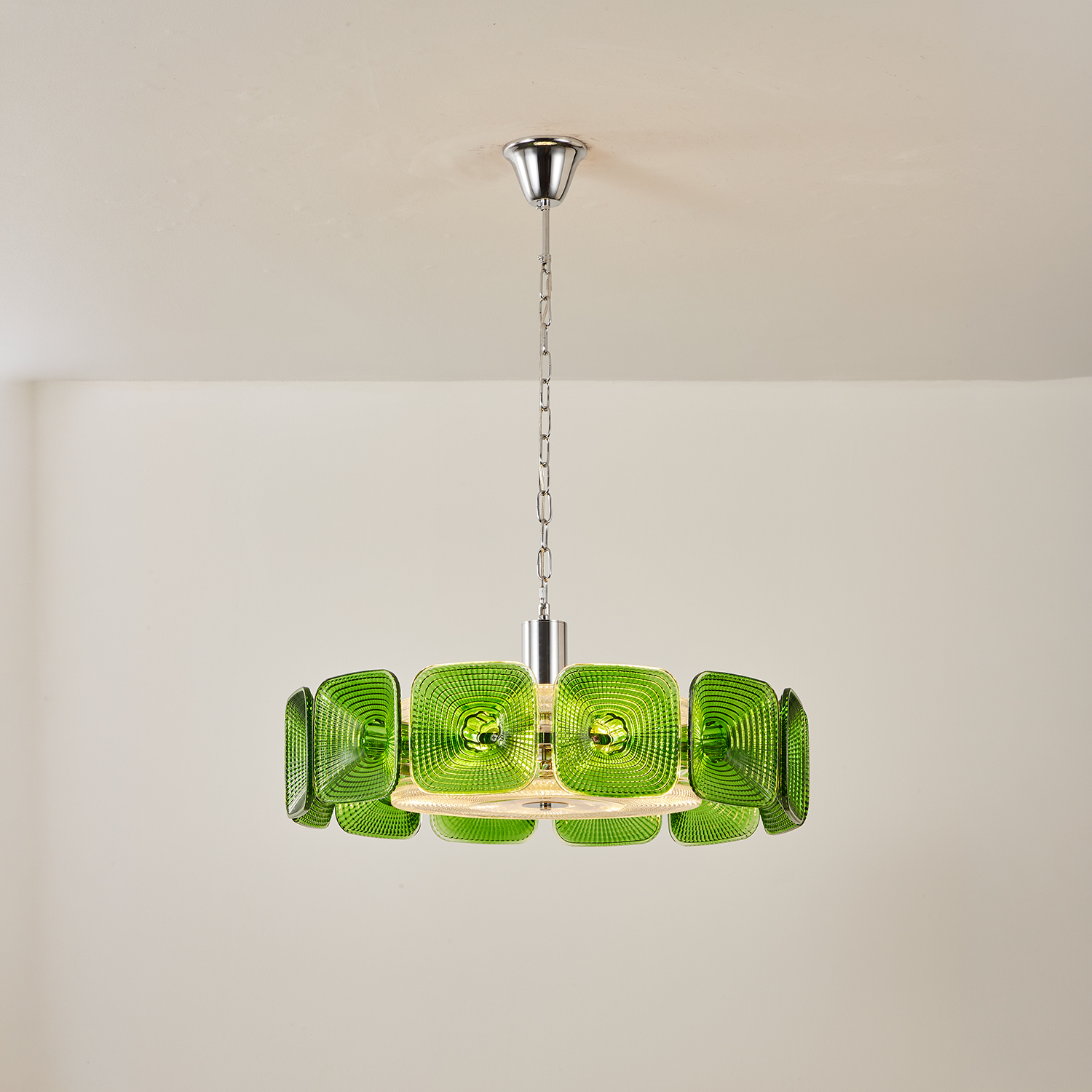 Clear and Green Crystal Pendant Light by Carl 1960s