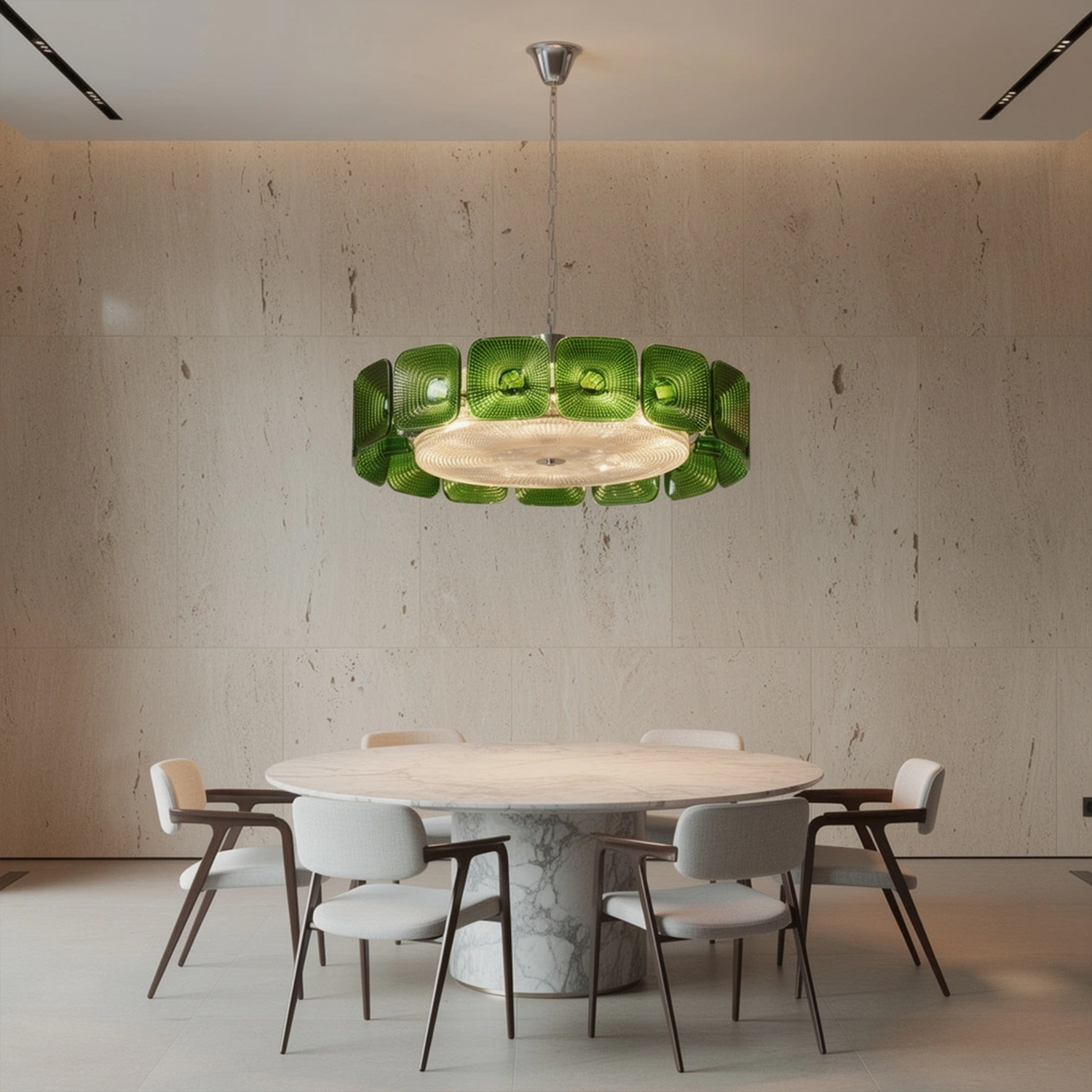 Clear and Green Crystal Pendant Light by Carl 1960s