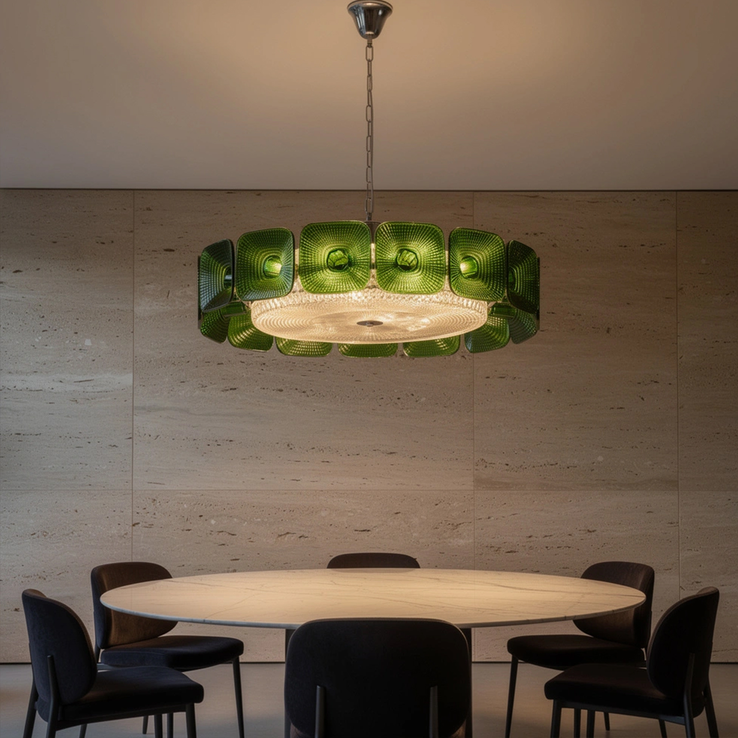 Clear and Green Crystal Pendant Light by Carl 1960s