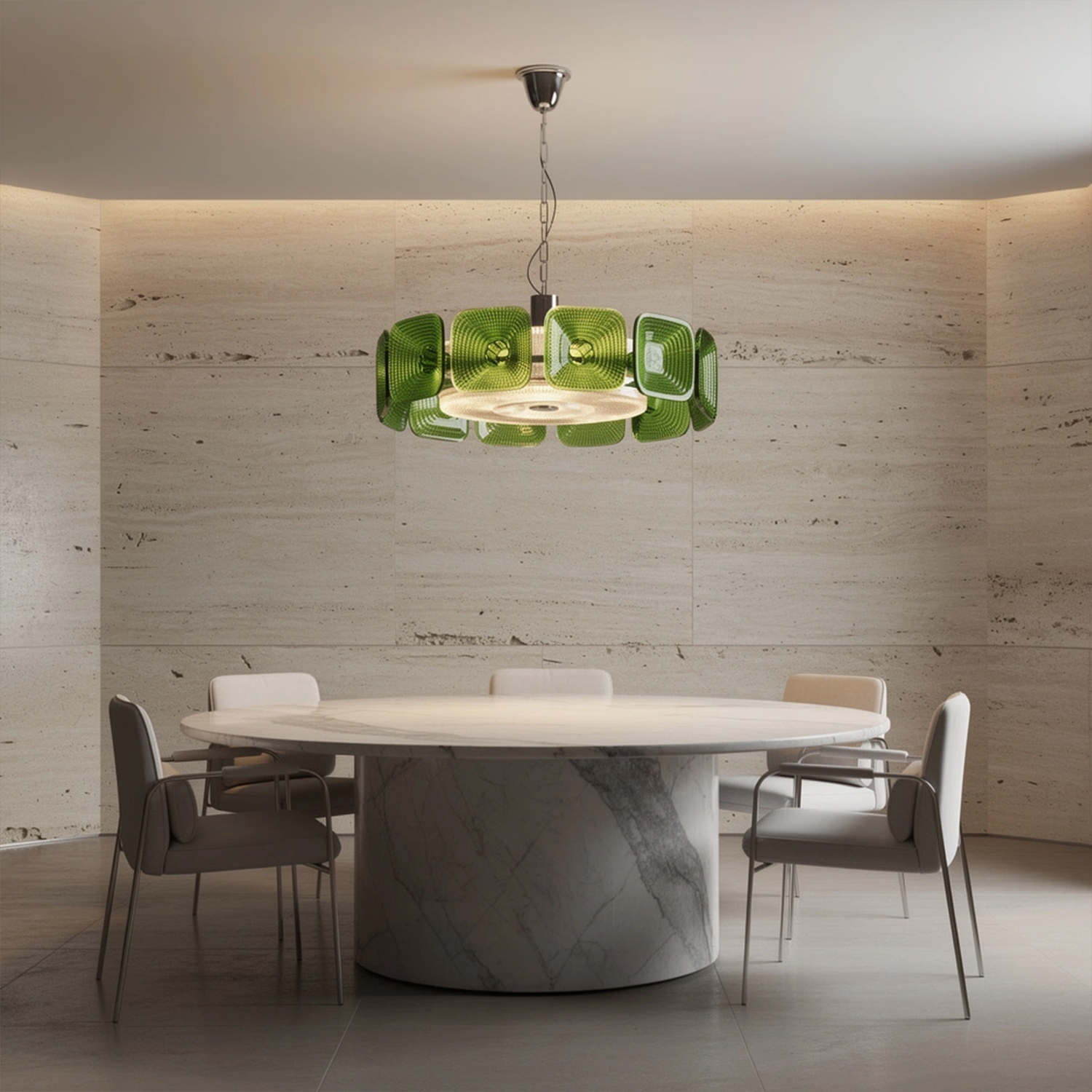 Clear and Green Crystal Pendant Light by Carl 1960s