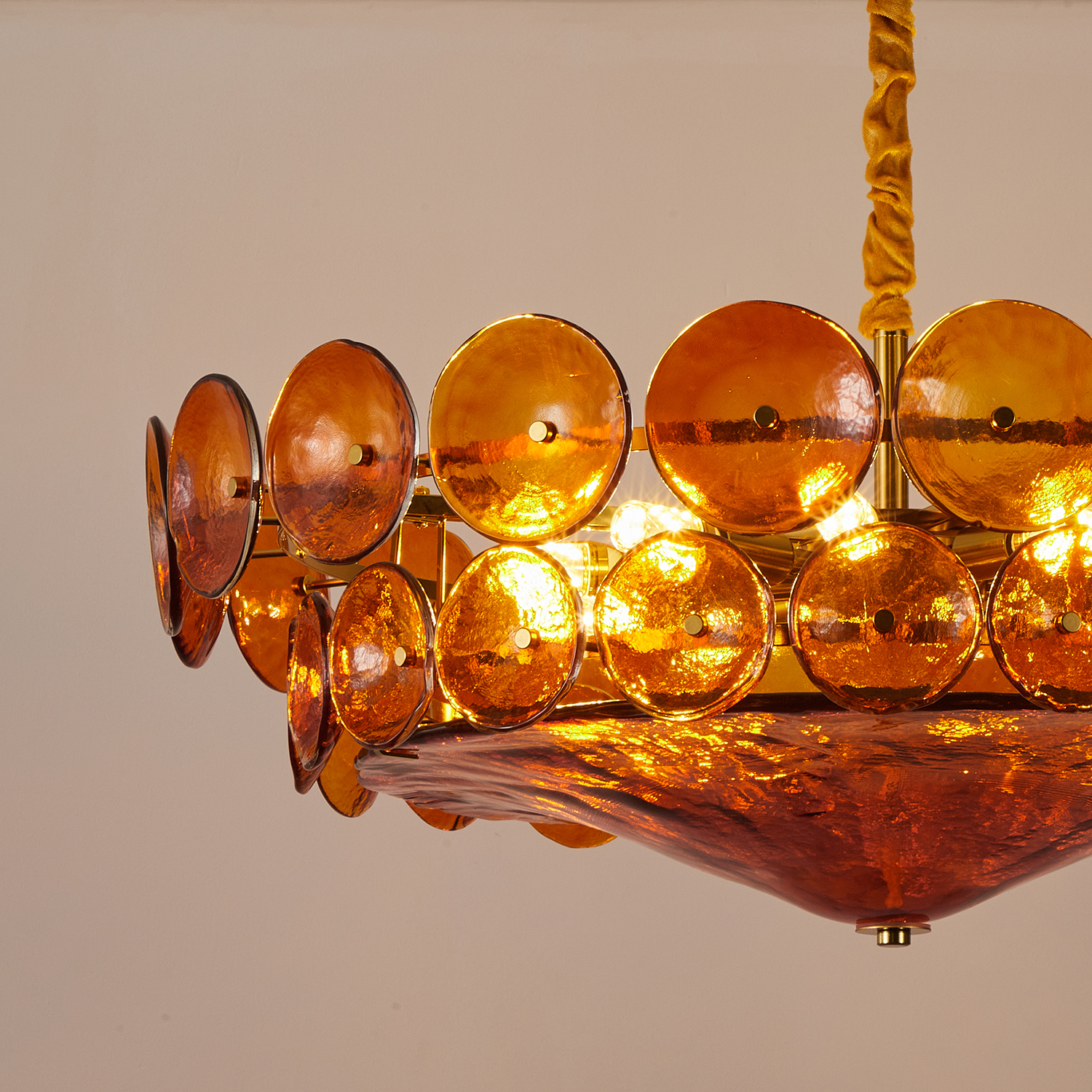Corolla Red Murano Glass Chandelier