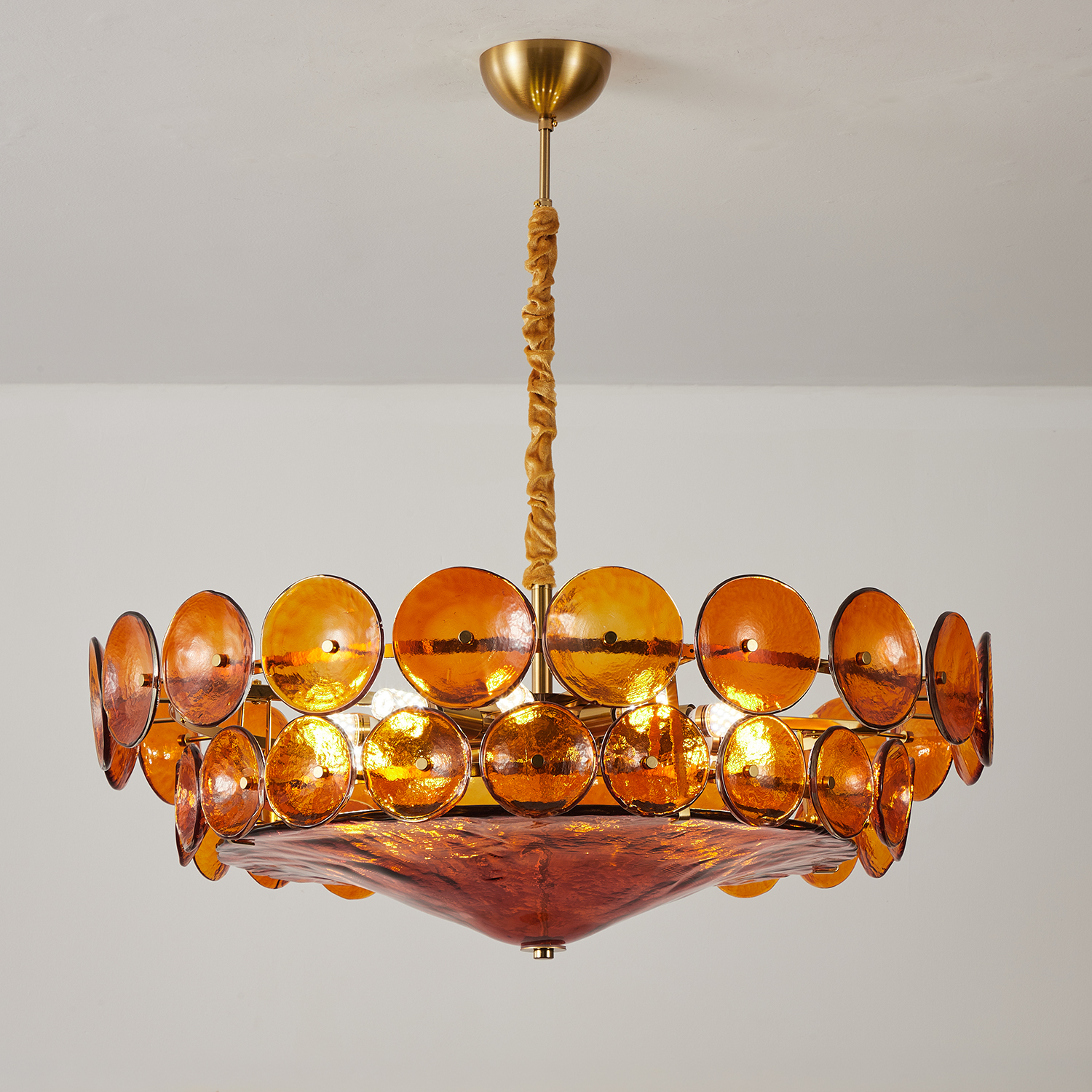 Corolla Red Murano Glass Chandelier