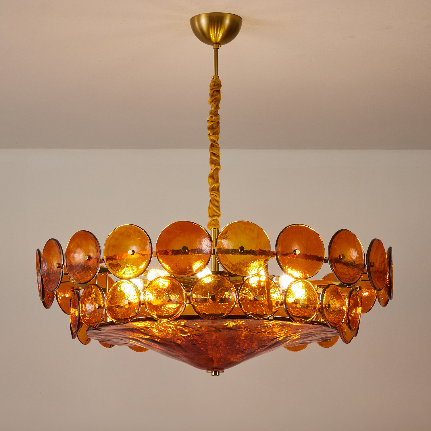 Corolla Red Murano Glass Chandelier