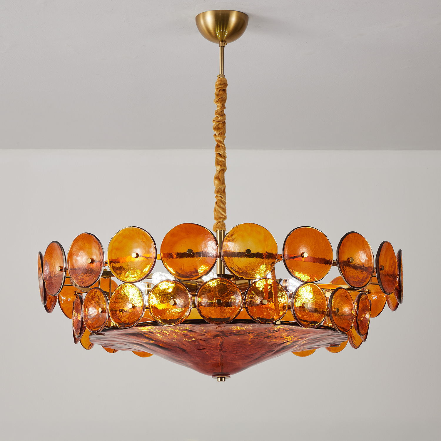 Corolla Red Murano Glass Chandelier
