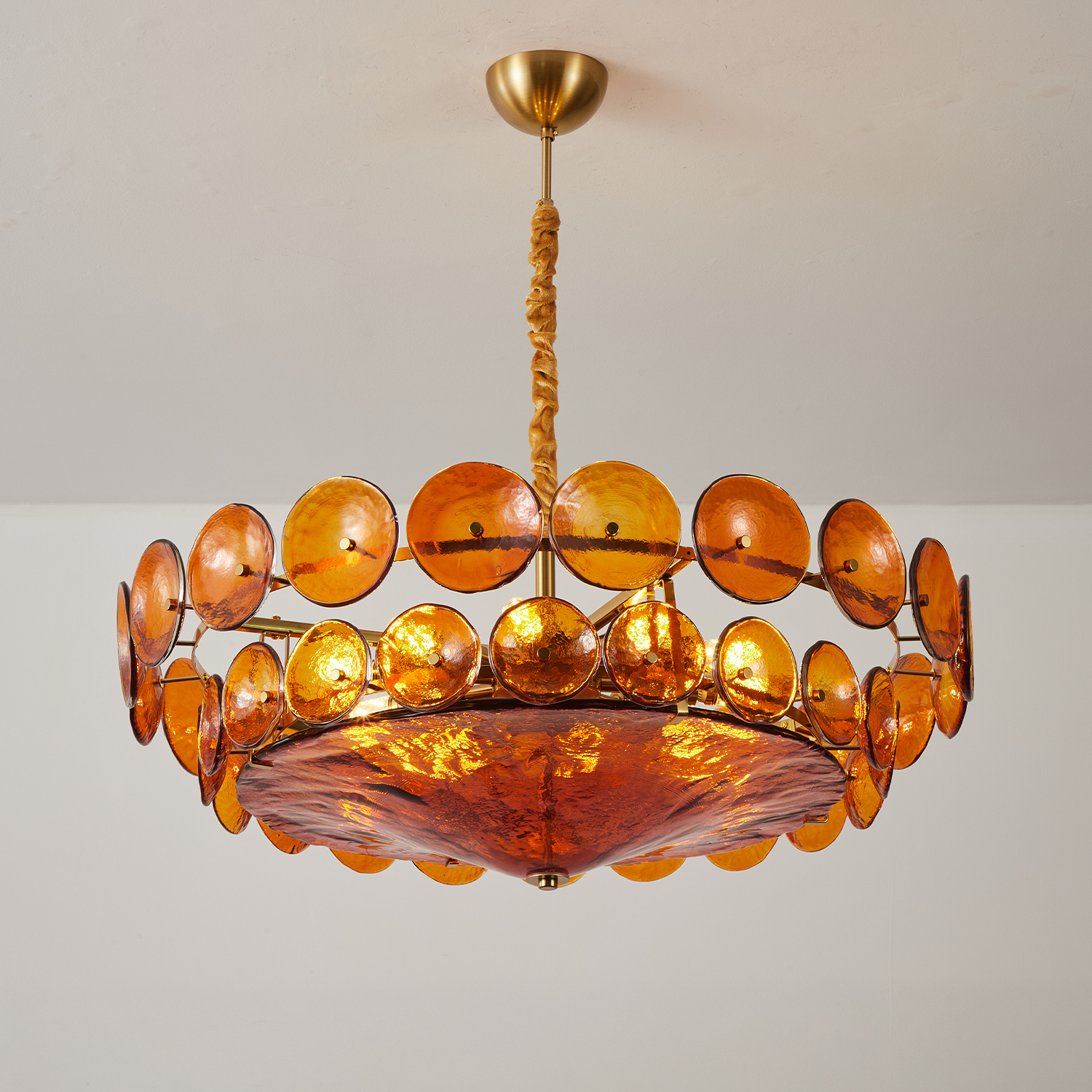 Corolla Red Murano Glass Chandelier