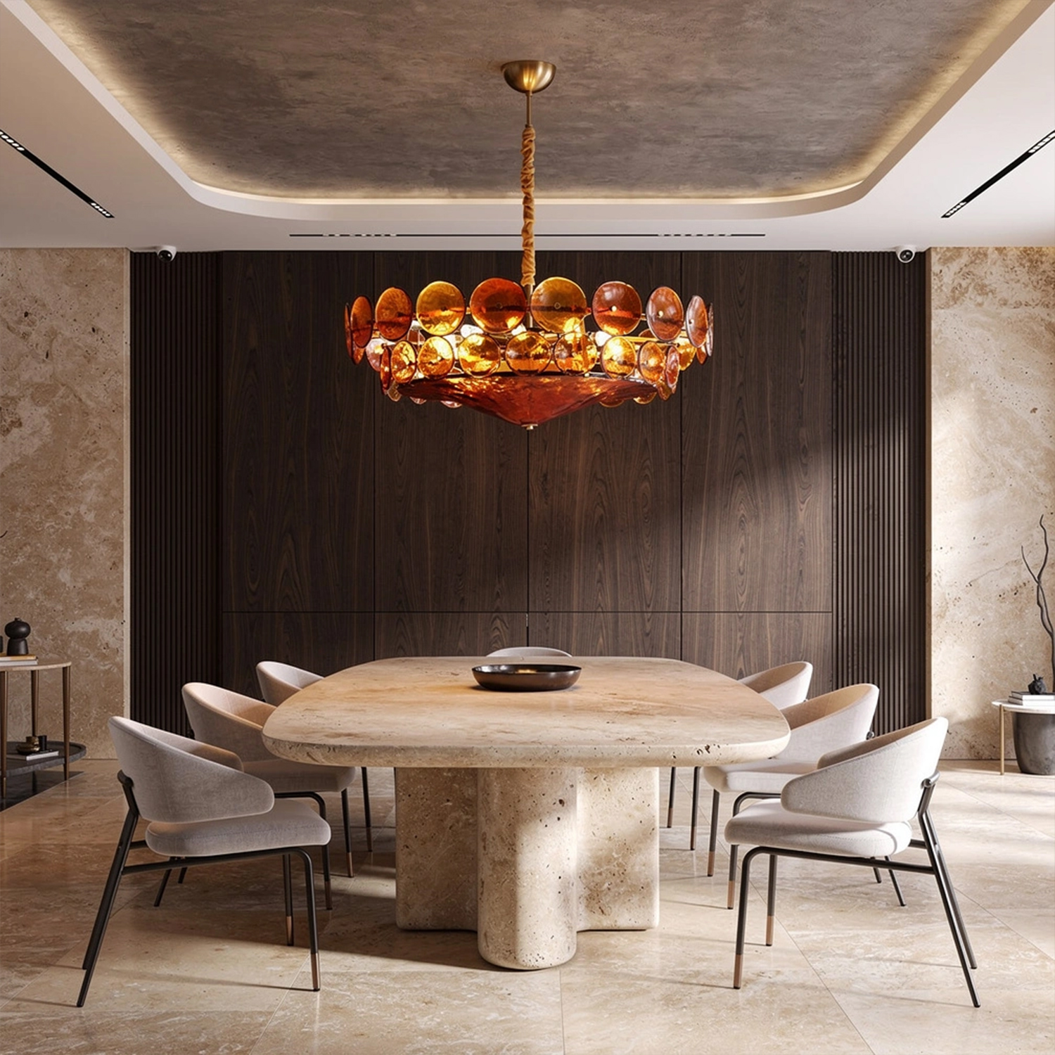 Corolla Red Murano Glass Chandelier