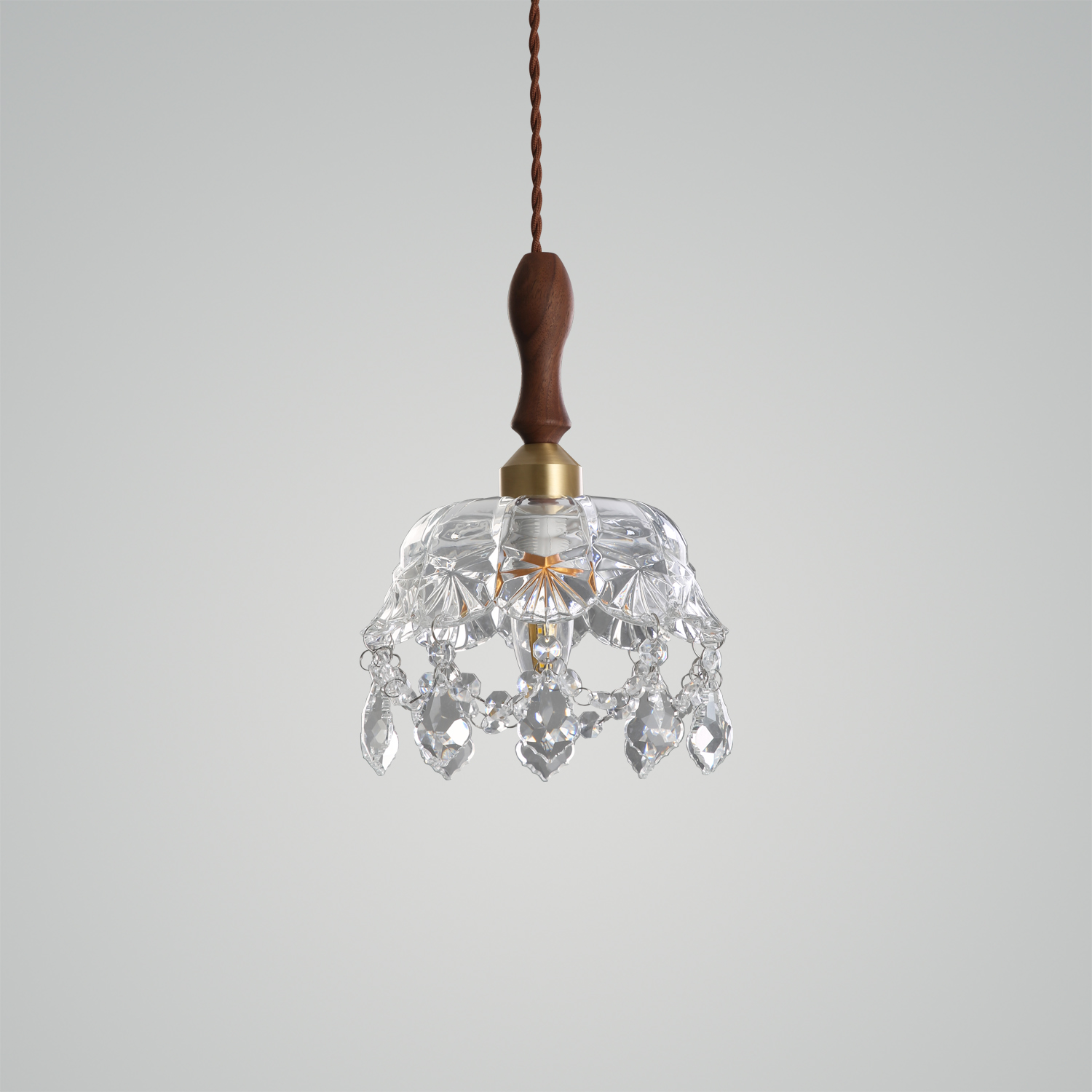 Crystal Wooden Pendant Light