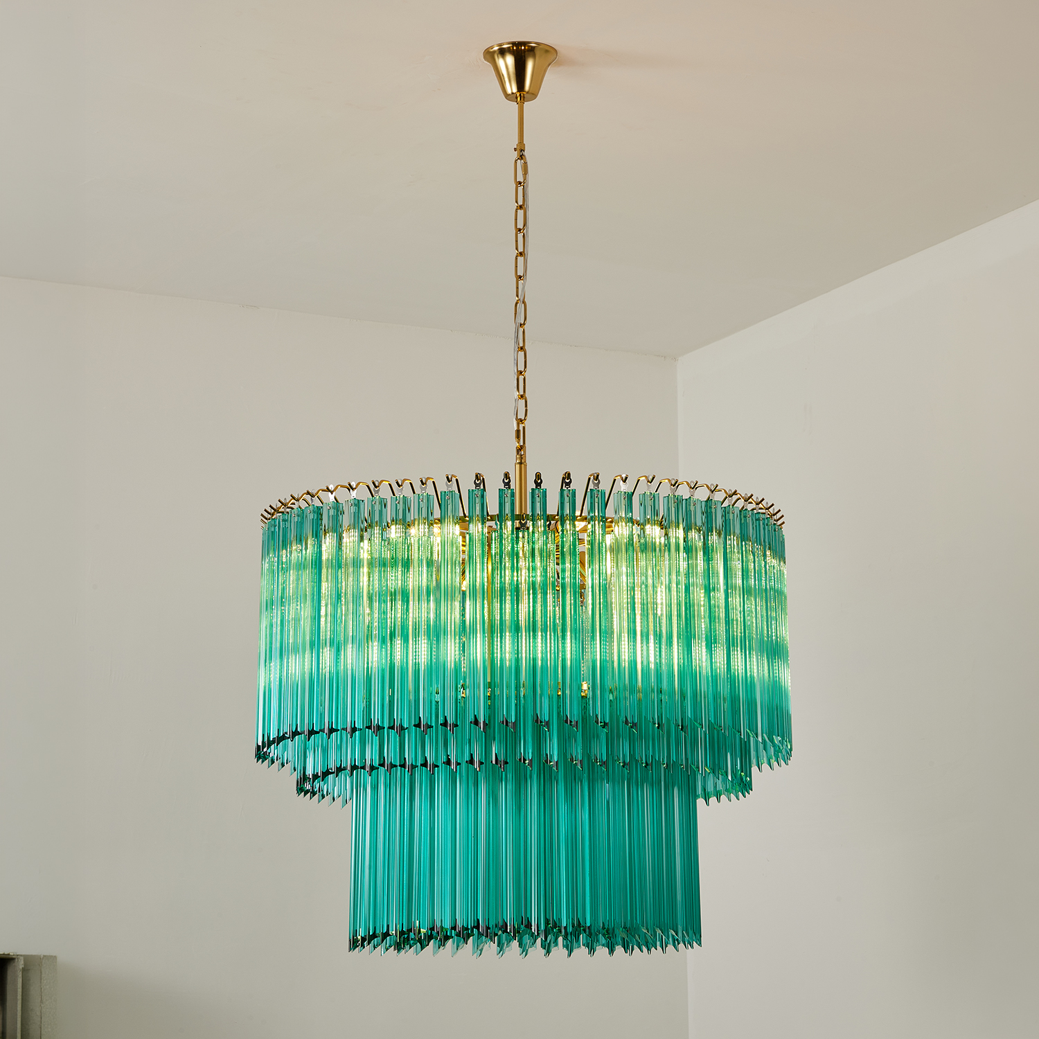 Emerald Cascade Murano Glass Chandelier