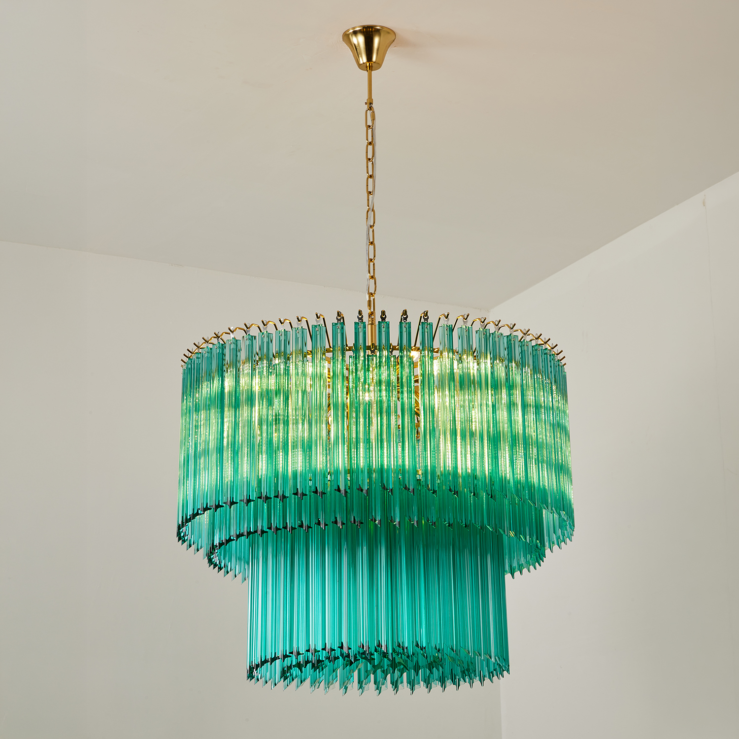 Emerald Cascade Murano Glass Chandelier