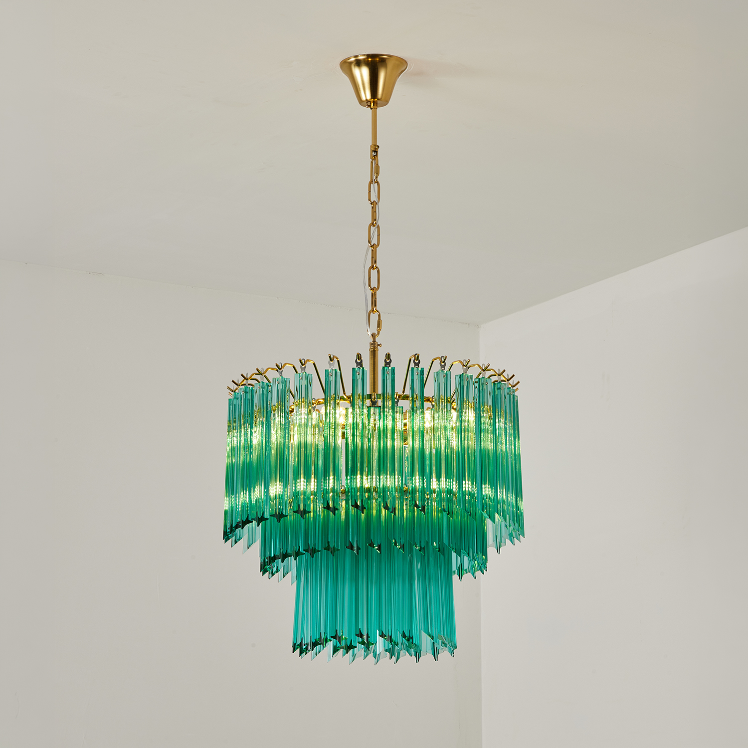 Emerald Cascade Murano Glass Chandelier