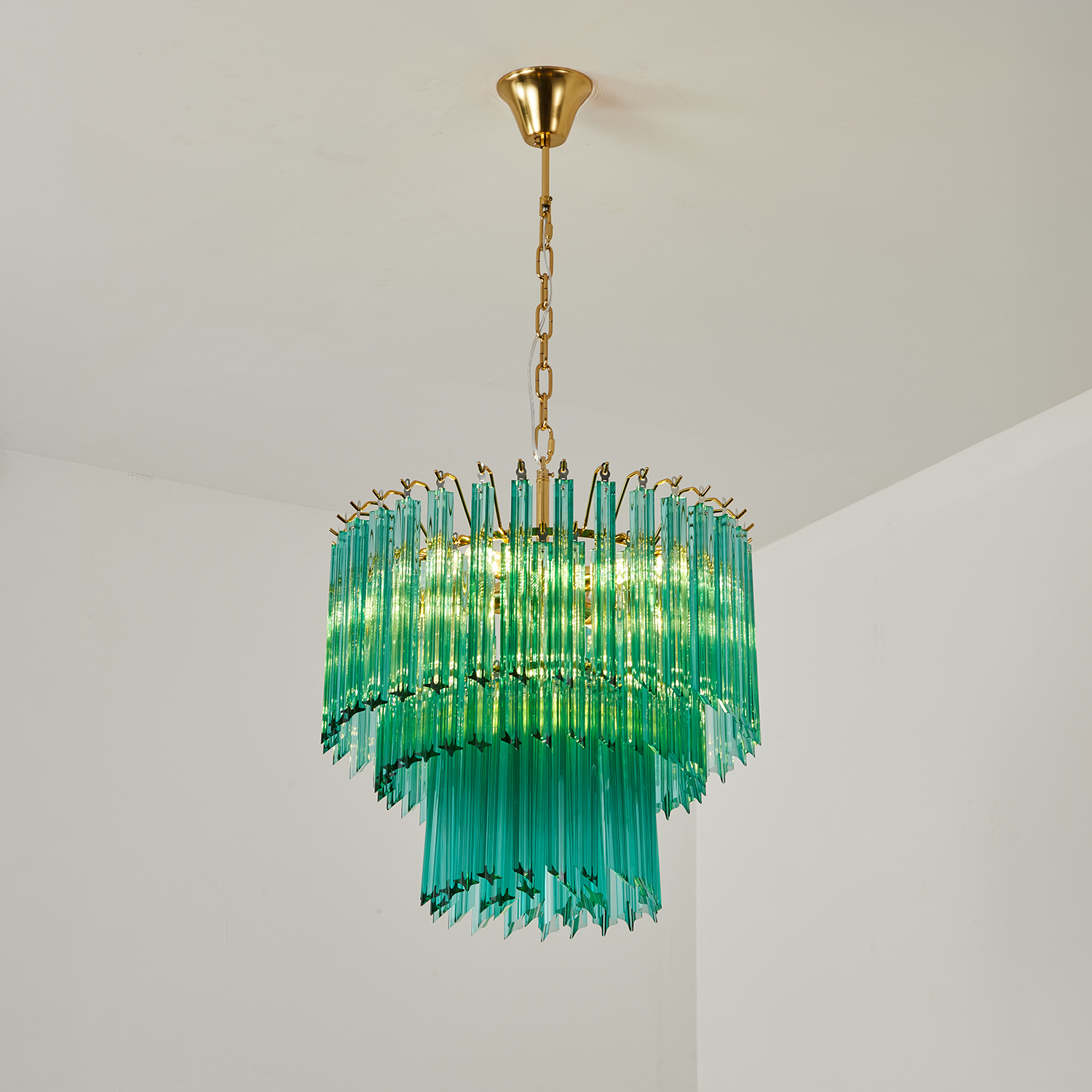 Emerald Cascade Murano Glass Chandelier