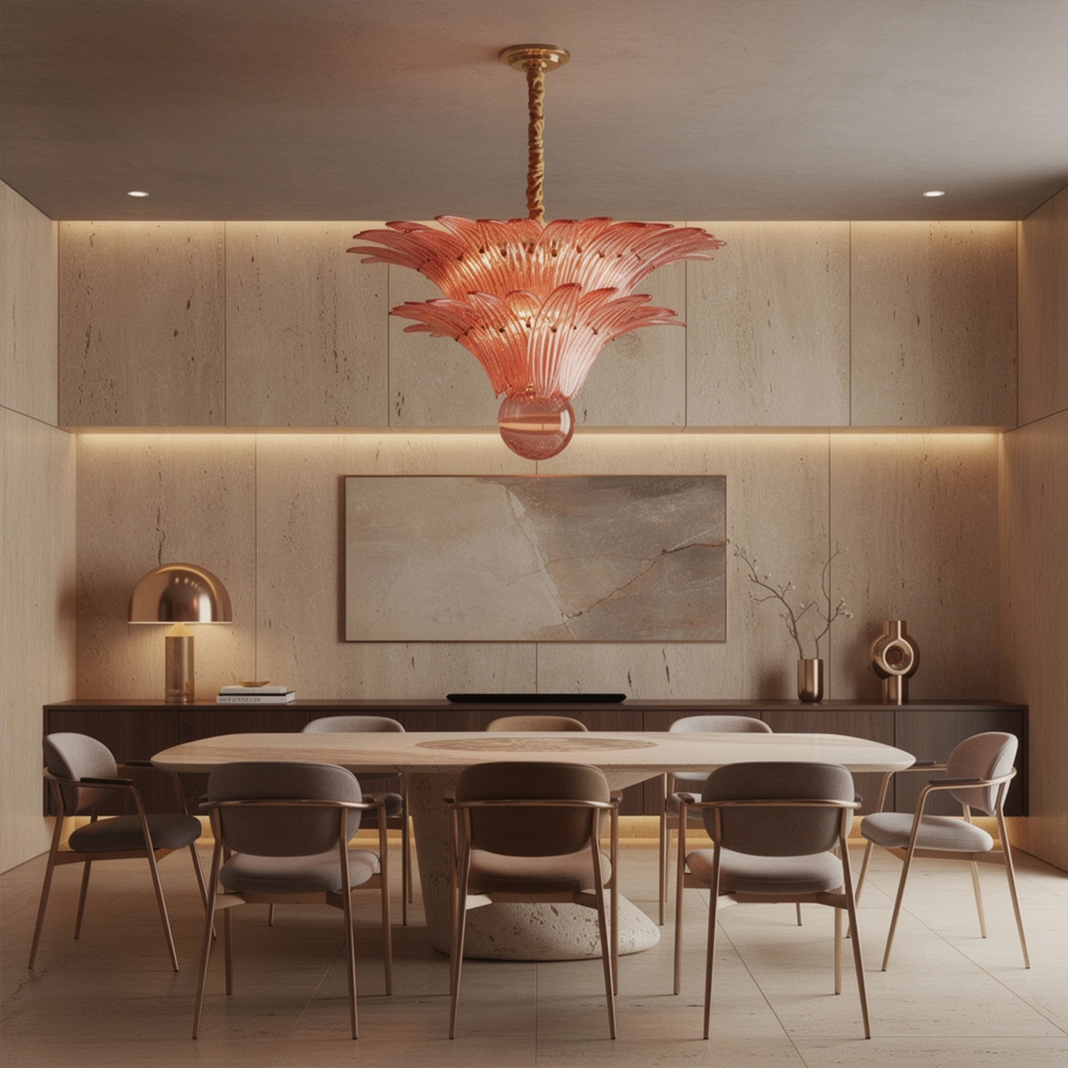 Fantastic Small Murano Palmette Chandelier