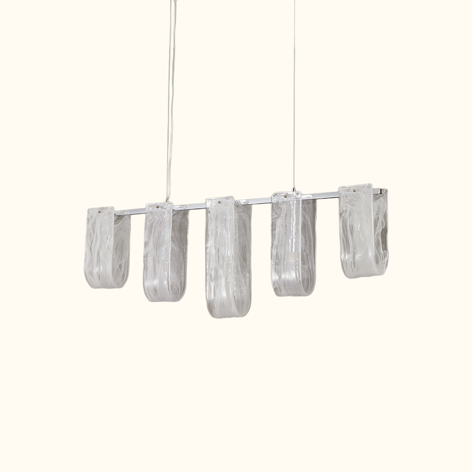 Glacier Arc Mid-Century Frosted Glass Linear Chandelier
