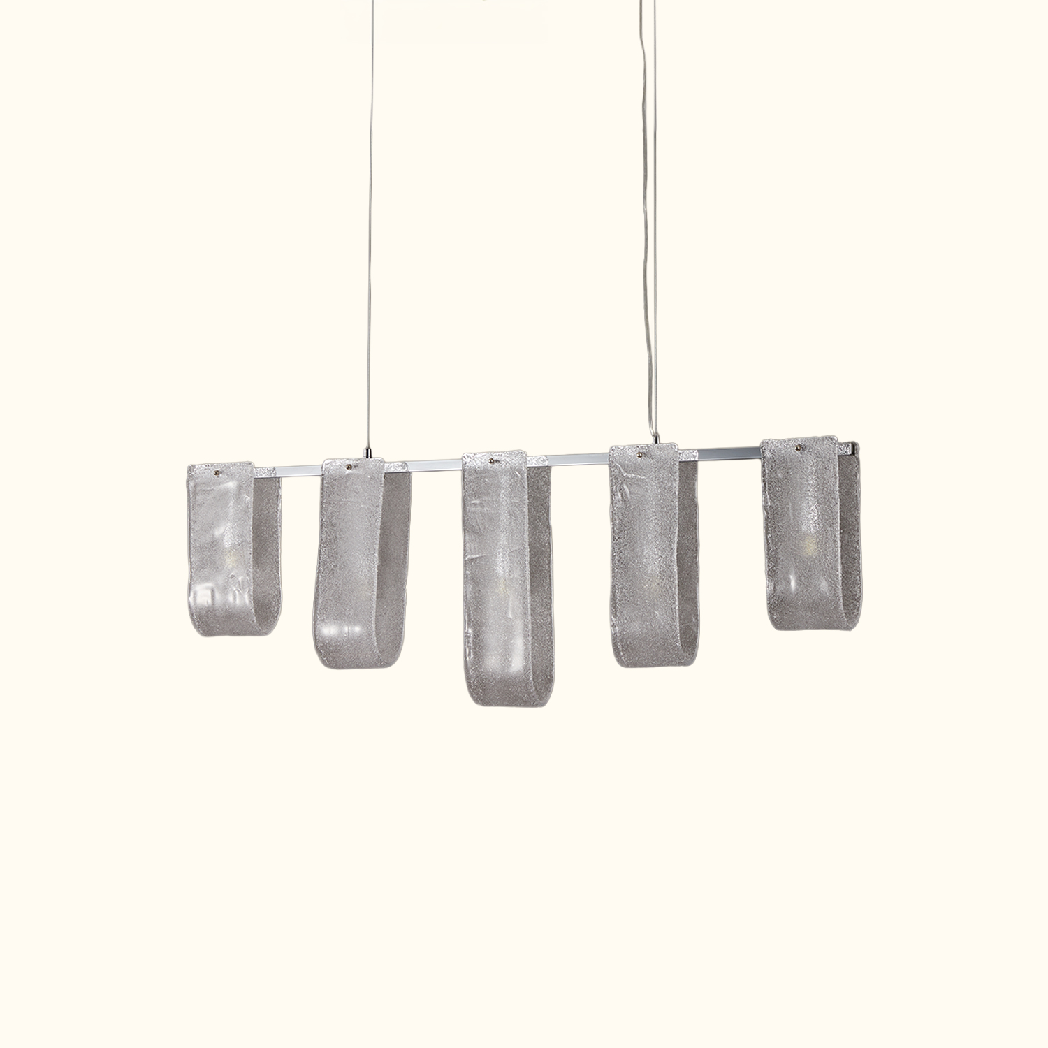Glacier Arc Mid-Century Frosted Glass Linear Chandelier