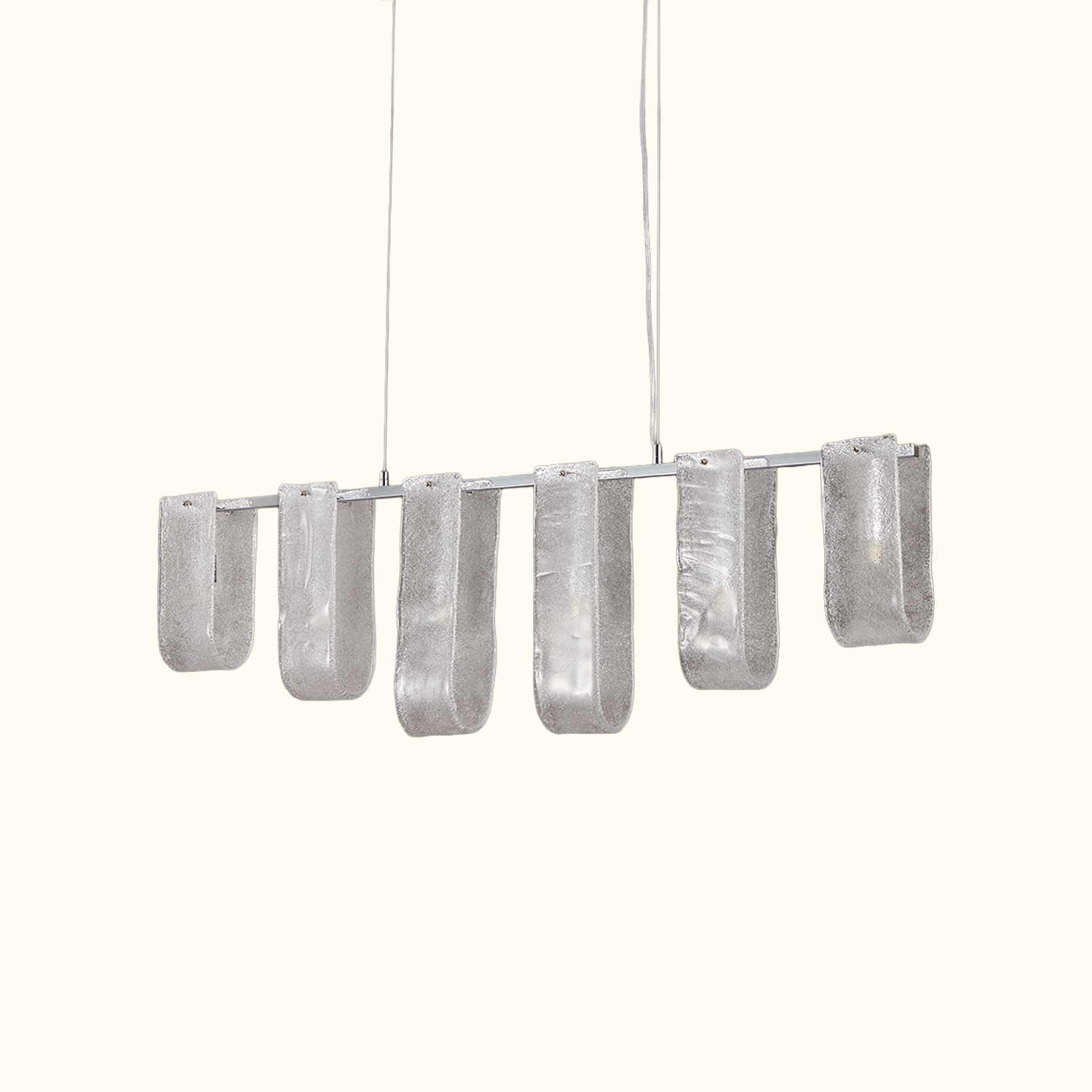 Glacier Arc Mid-Century Frosted Glass Linear Chandelier