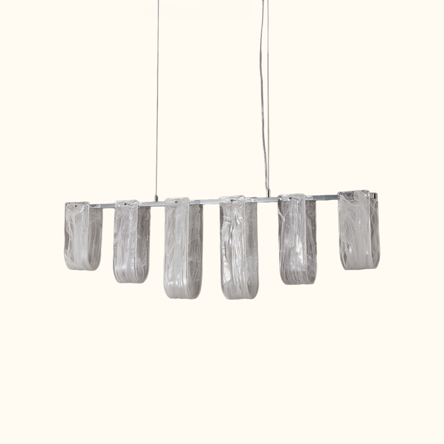 Glacier Arc Mid-Century Frosted Glass Linear Chandelier