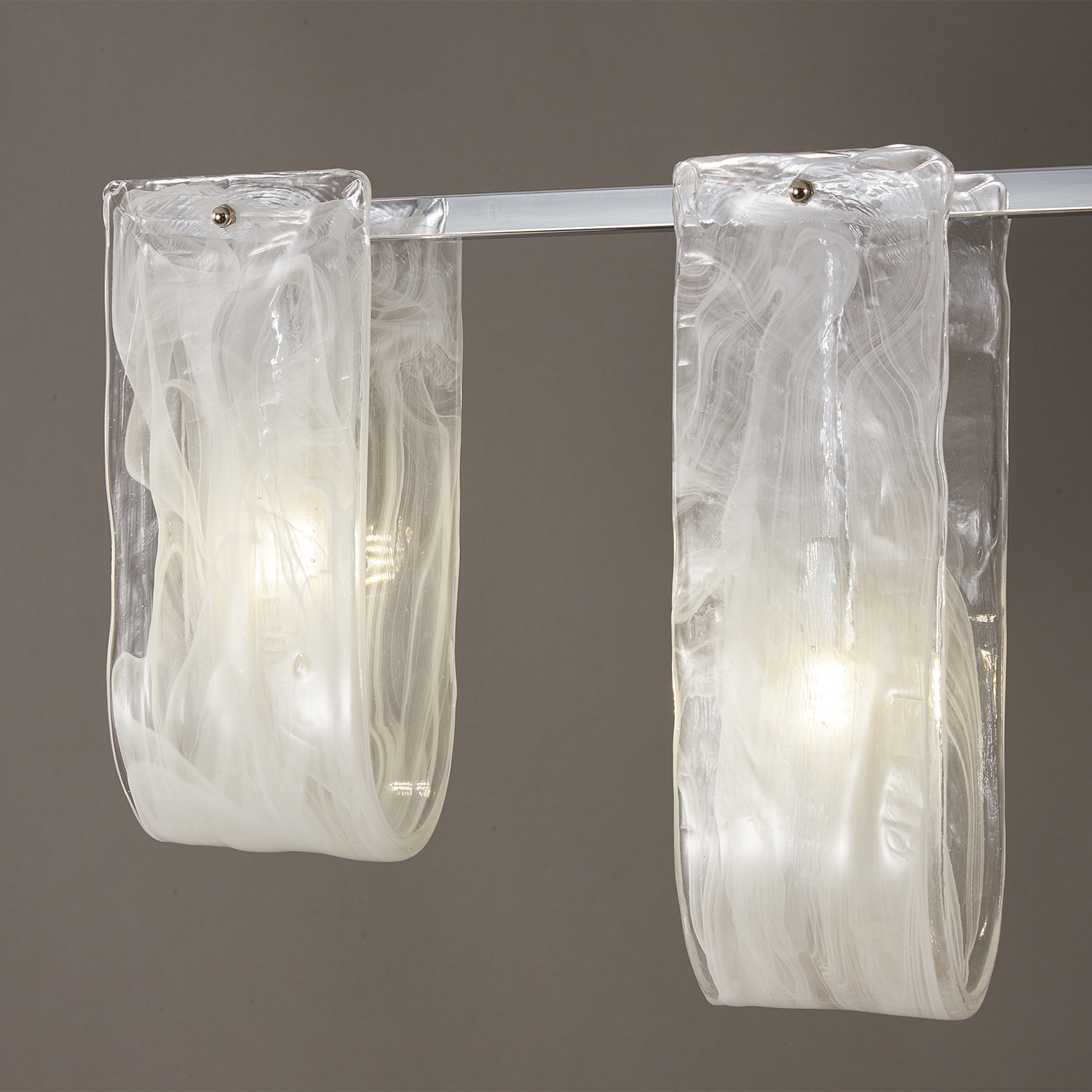 Glacier Arc Mid-Century Frosted Glass Linear Chandelier
