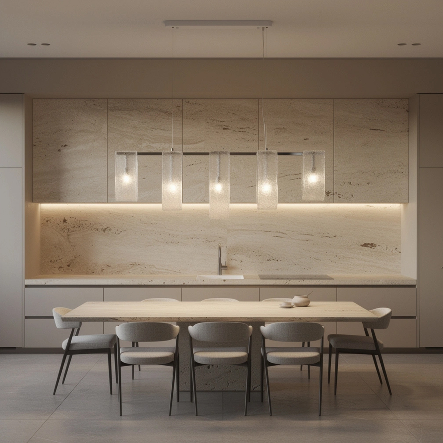 Glacier Arc Mid-Century Frosted Glass Linear Chandelier