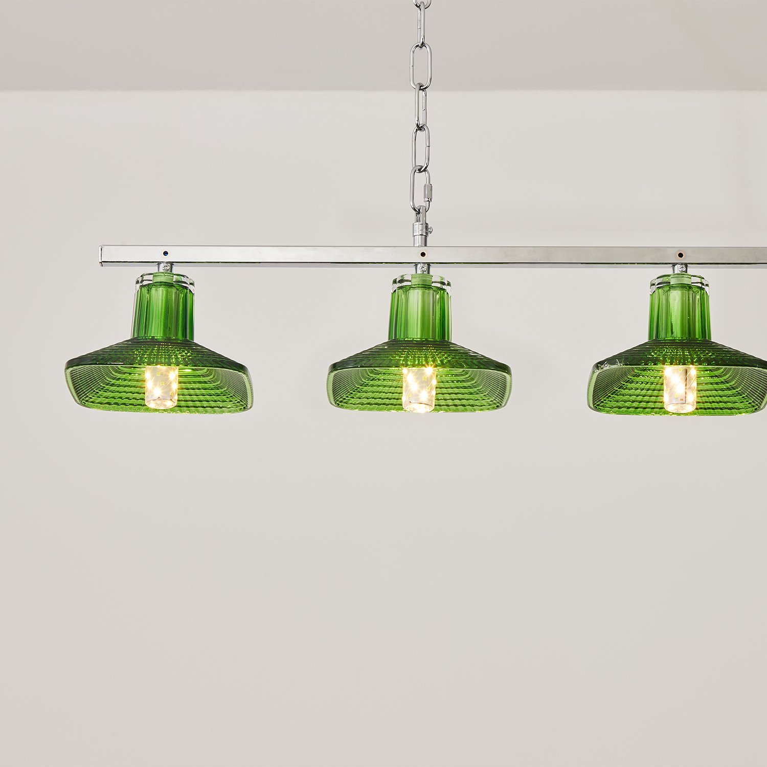 Green Crystal Linear Pendant Light by Carl 1960s