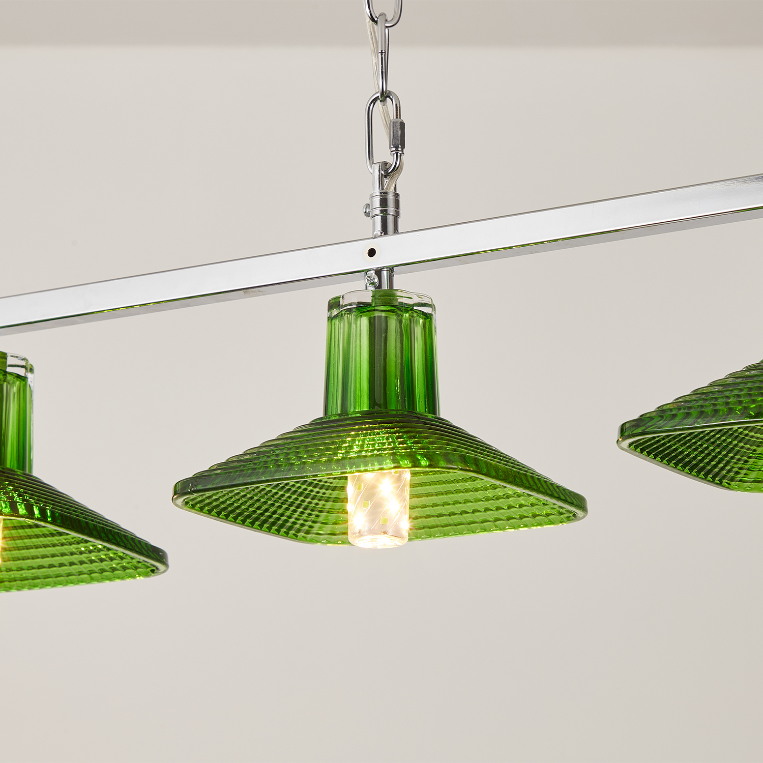 Green Crystal Linear Pendant Light by Carl 1960s