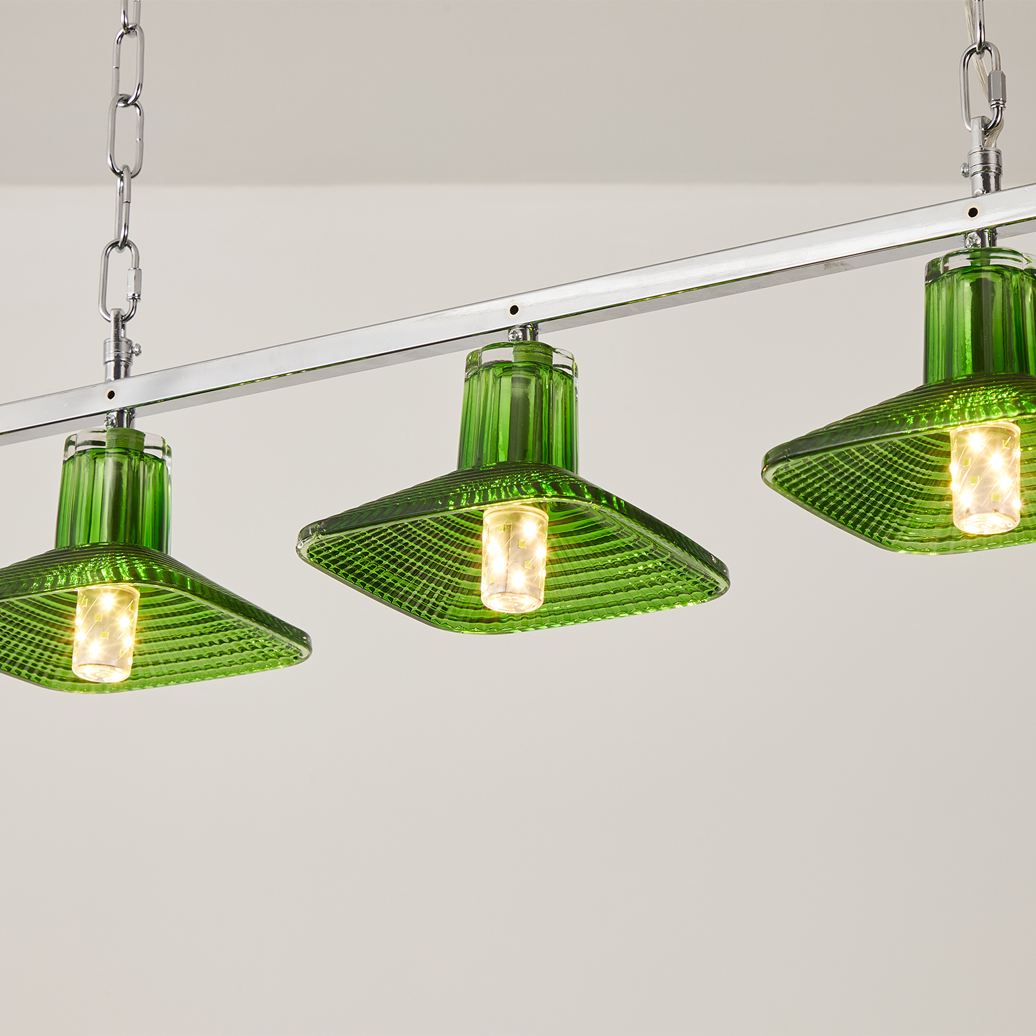Green Crystal Linear Pendant Light by Carl 1960s
